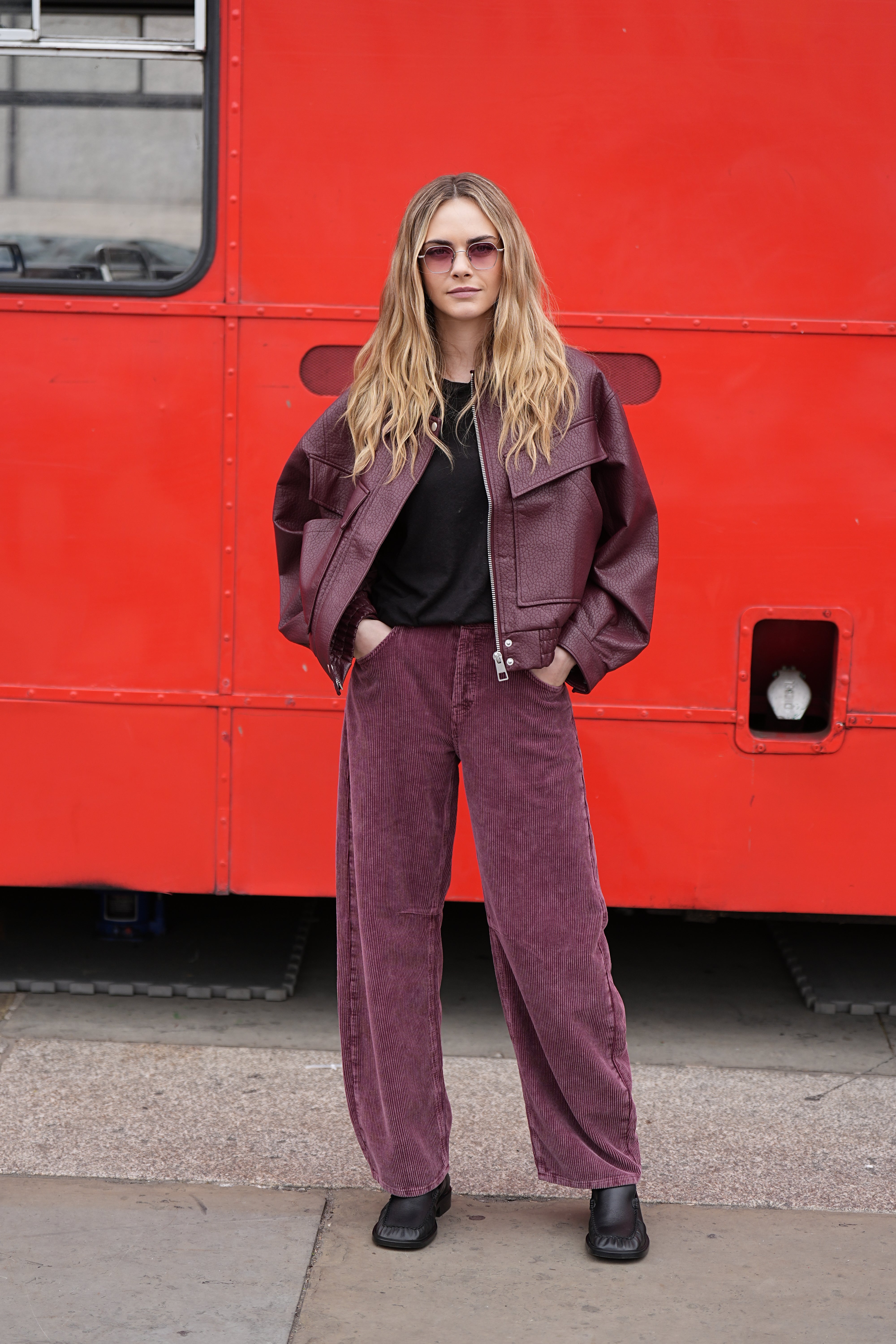 Cara Delevingne arrives at the catwalk show for the launch of Topshop’s new dedicated website, at the National Gallery, London. Picture date: Saturday August 16, 2025.