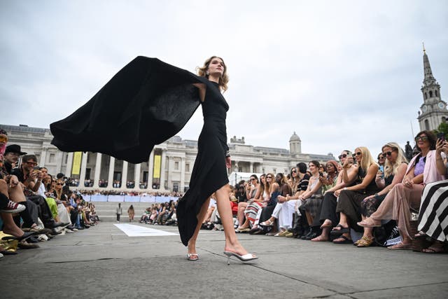 <p>Former Topshop models Cara Delevigne and Adwoa Aboah attended the runway show in Trafalger Square</p>