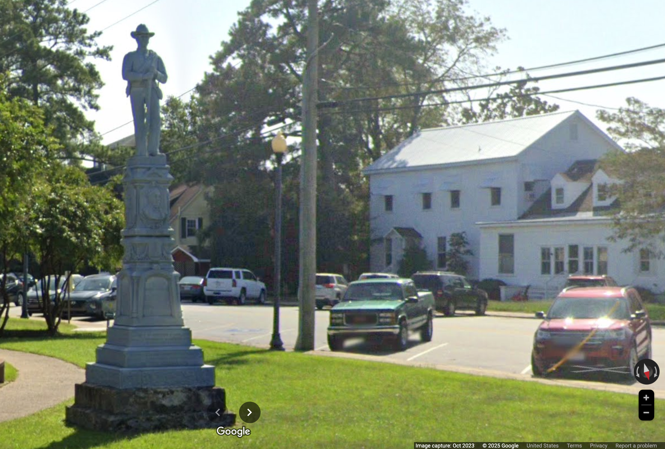 A Confederate statue on the lawn of the Tyrrell County Courthouse in Columbia, North Carolina. A group of residents filed a federal lawsuit to have one of the inscriptions on the statute — which reads "In Appreciation of Our Faithful Slaves" — covered up or removed.