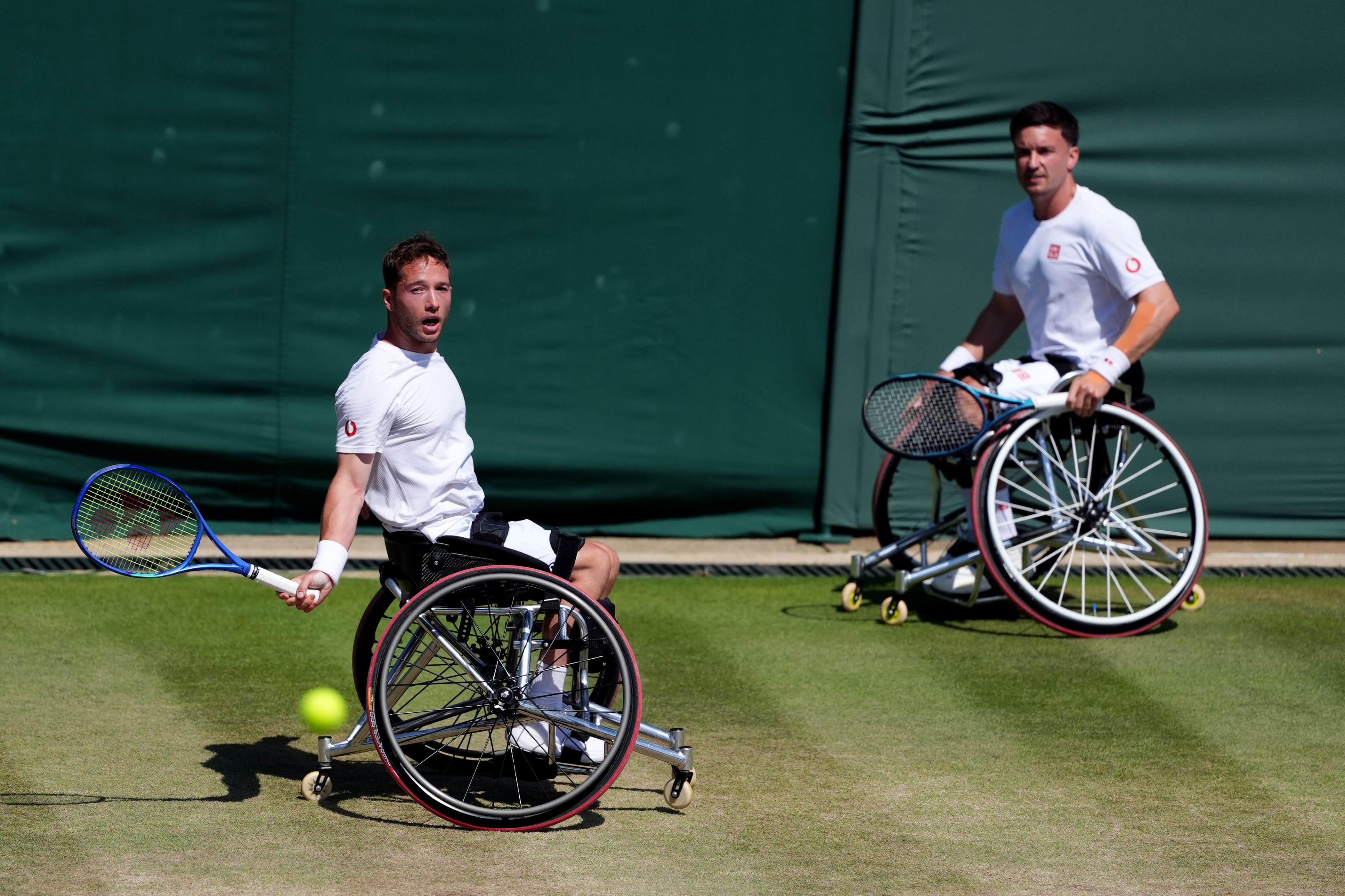 Alfie Hewett, left, and Gordon Reid want to see the pay gap in wheelchair tennis closed (Adam Davy/PA)