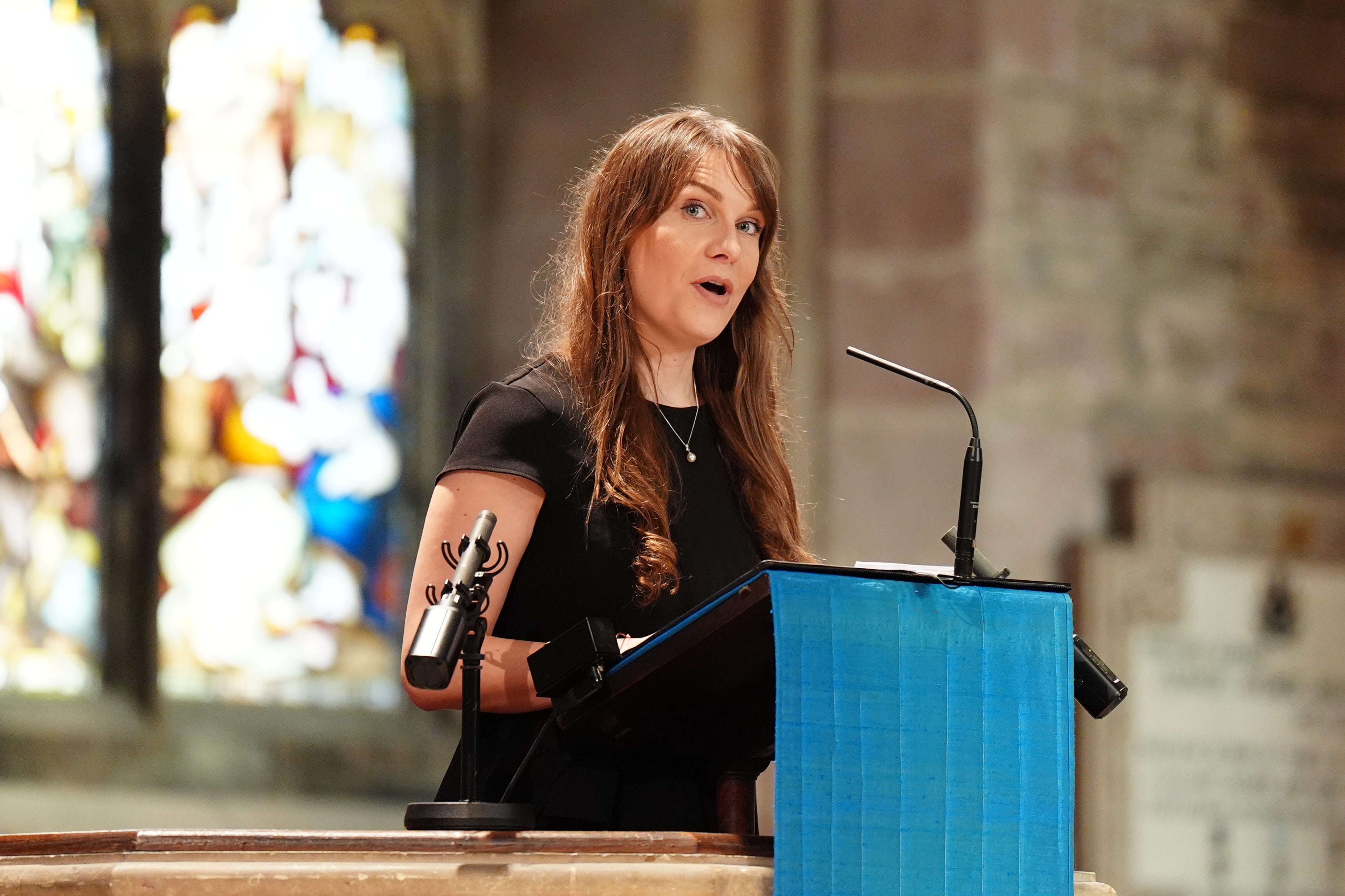 Christina Hendry read a eulogy during at the public memorial service for her uncle and the former first minister of Scotland Alex Salmond (Jane Barlow/PA)