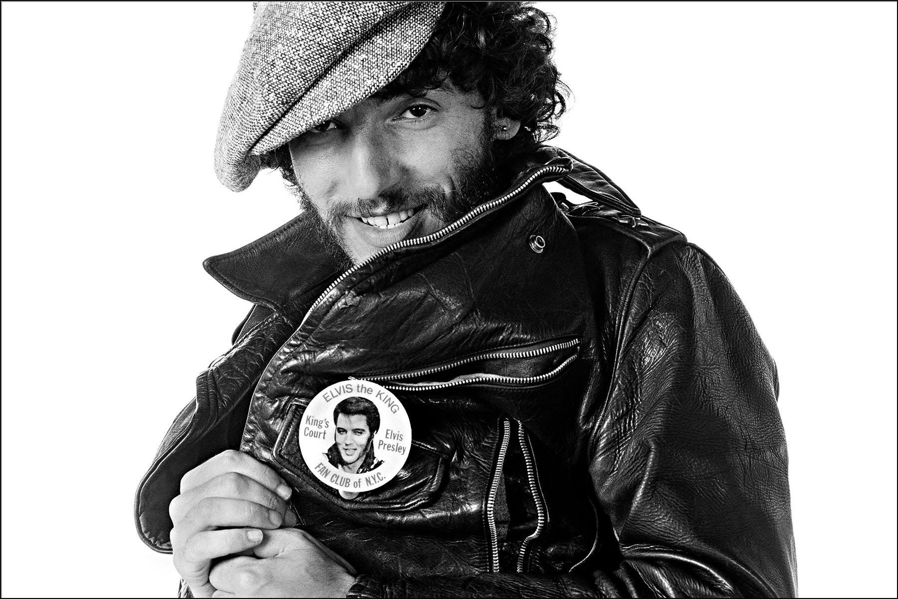 The Boss meets The King: Springsteen shows off the Elvis pin on his leather jacket