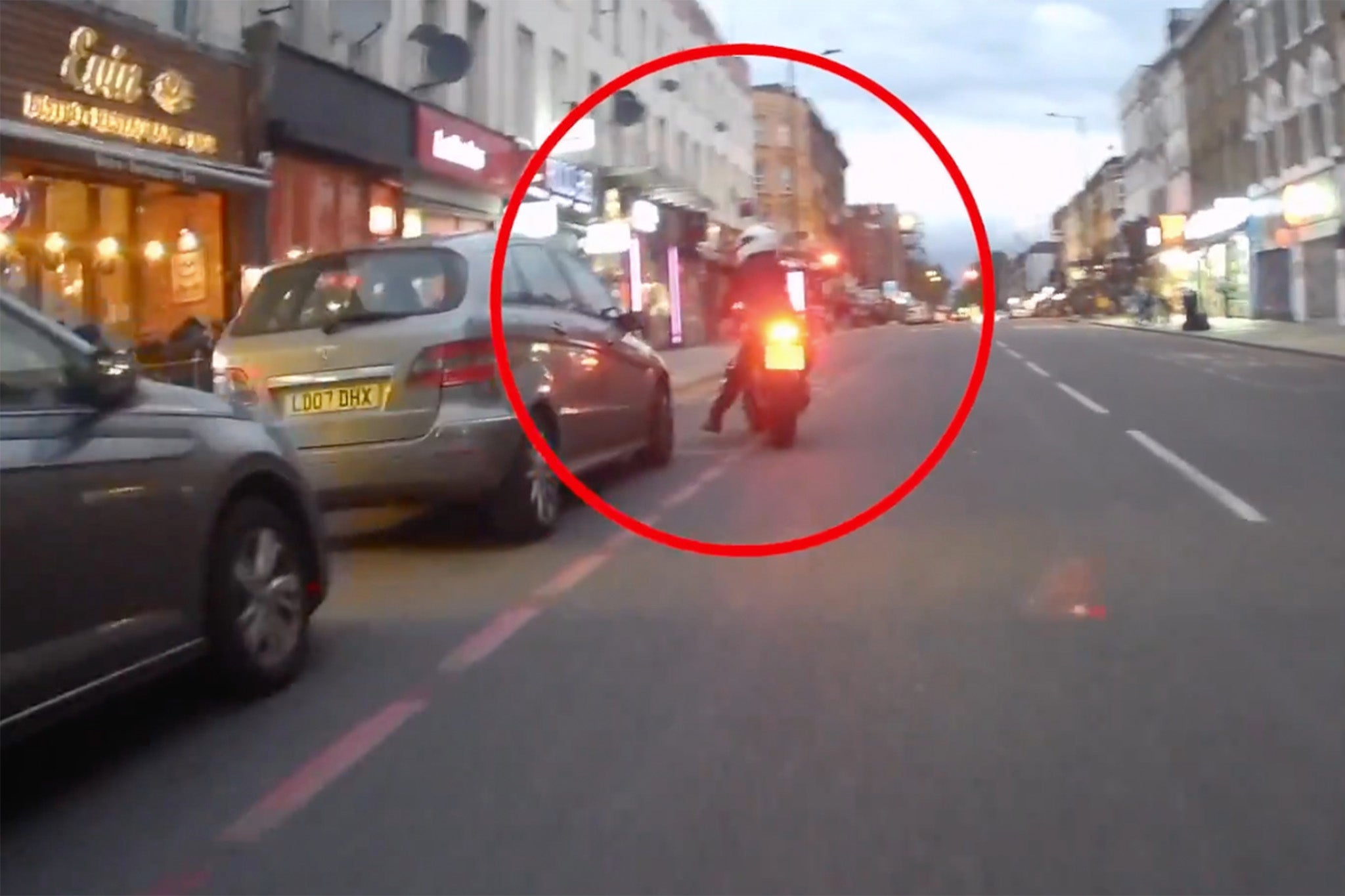 A motorbike used in the shooting
