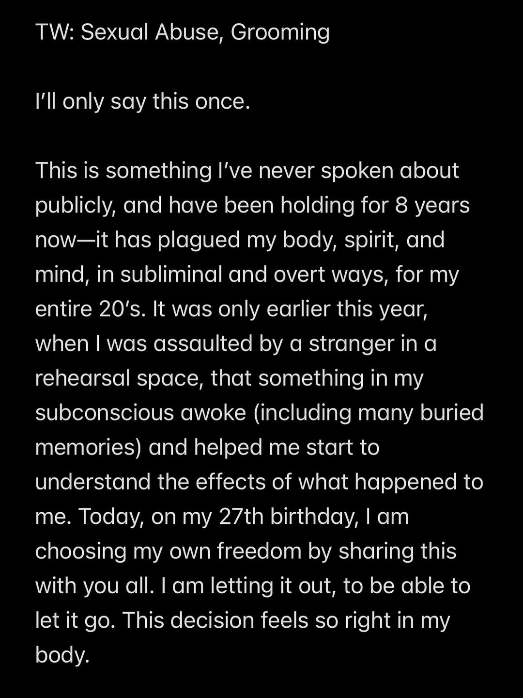 Victoria Canal said ‘This statement is a gift to myself’ on Instagram