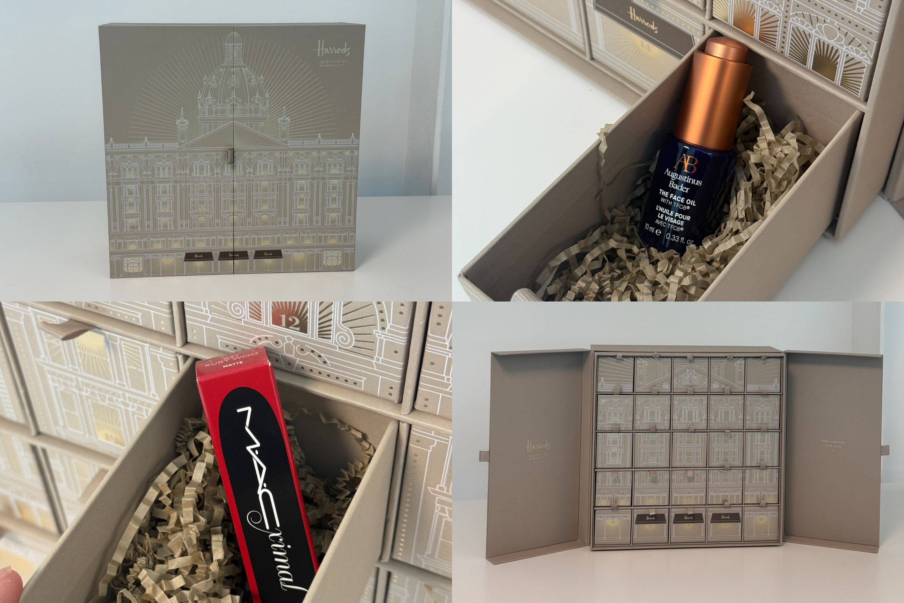 I opened all 25 drawers to reveal the contents of the Harrods beauty advent calendar 2025