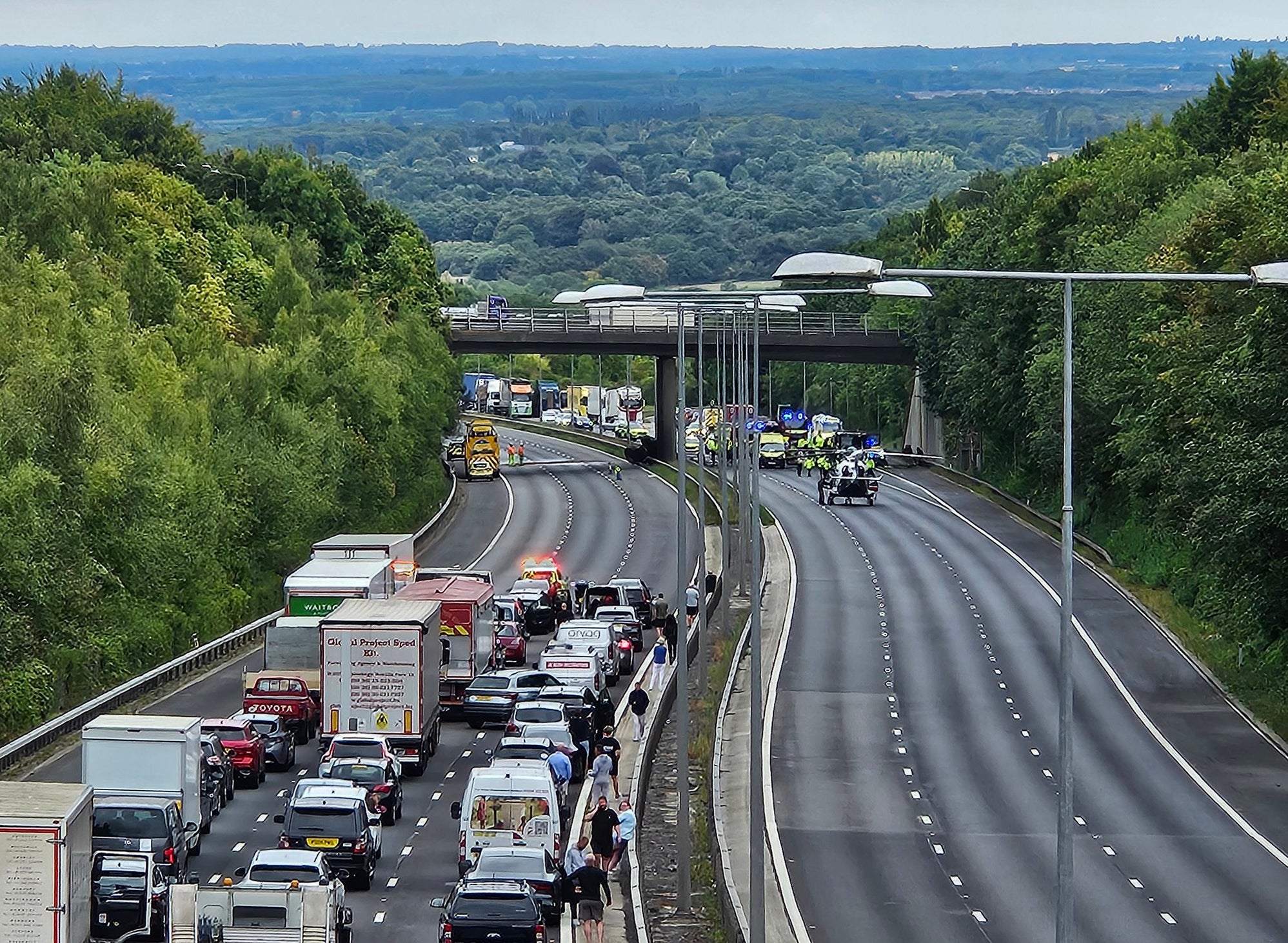 Emergency services including Kent Police are in attendance at the scene, with National Highways traffic officers also assisting with traffic management