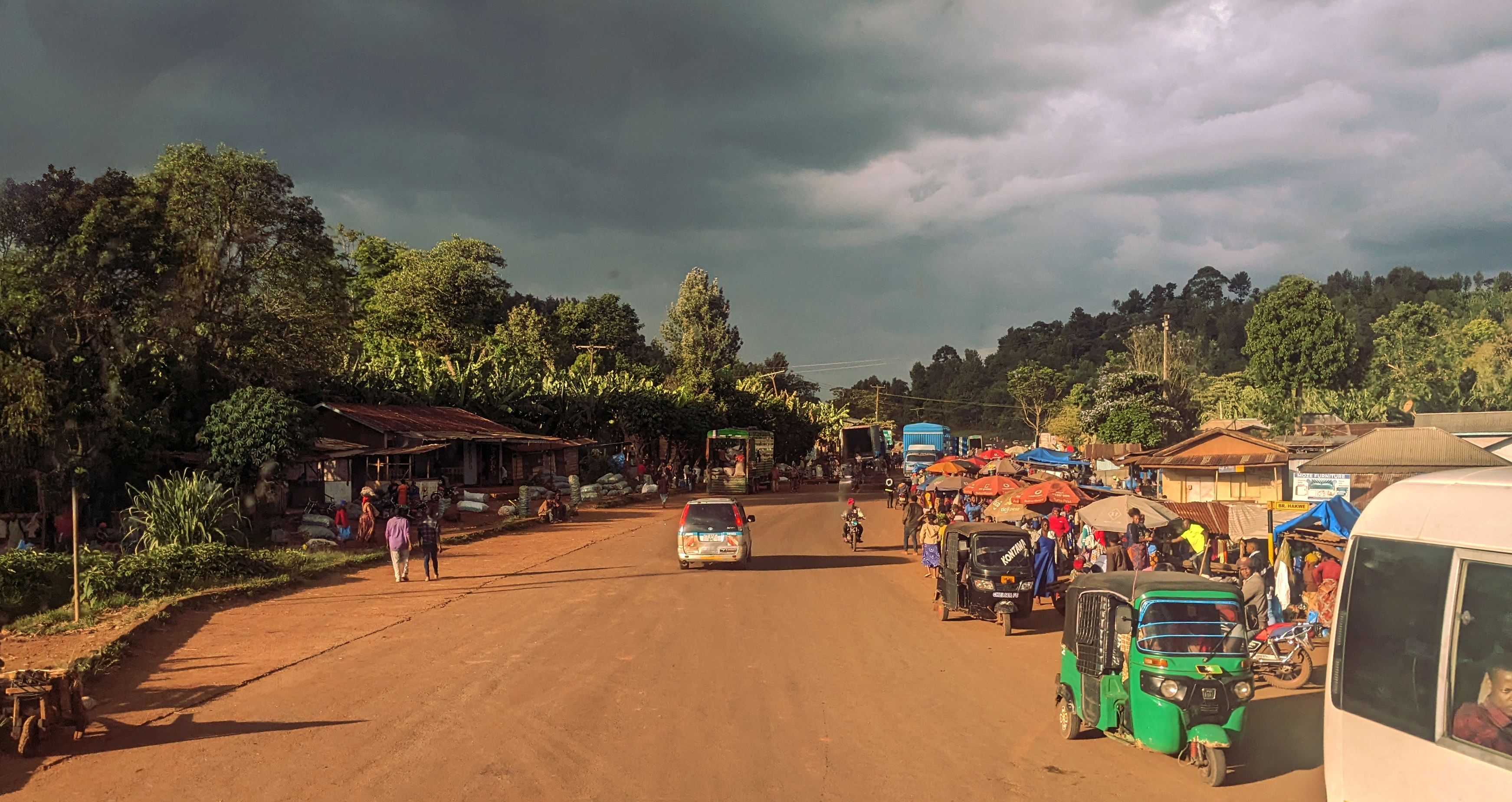 Clouds roll in over the foothills of Kilimanjaro