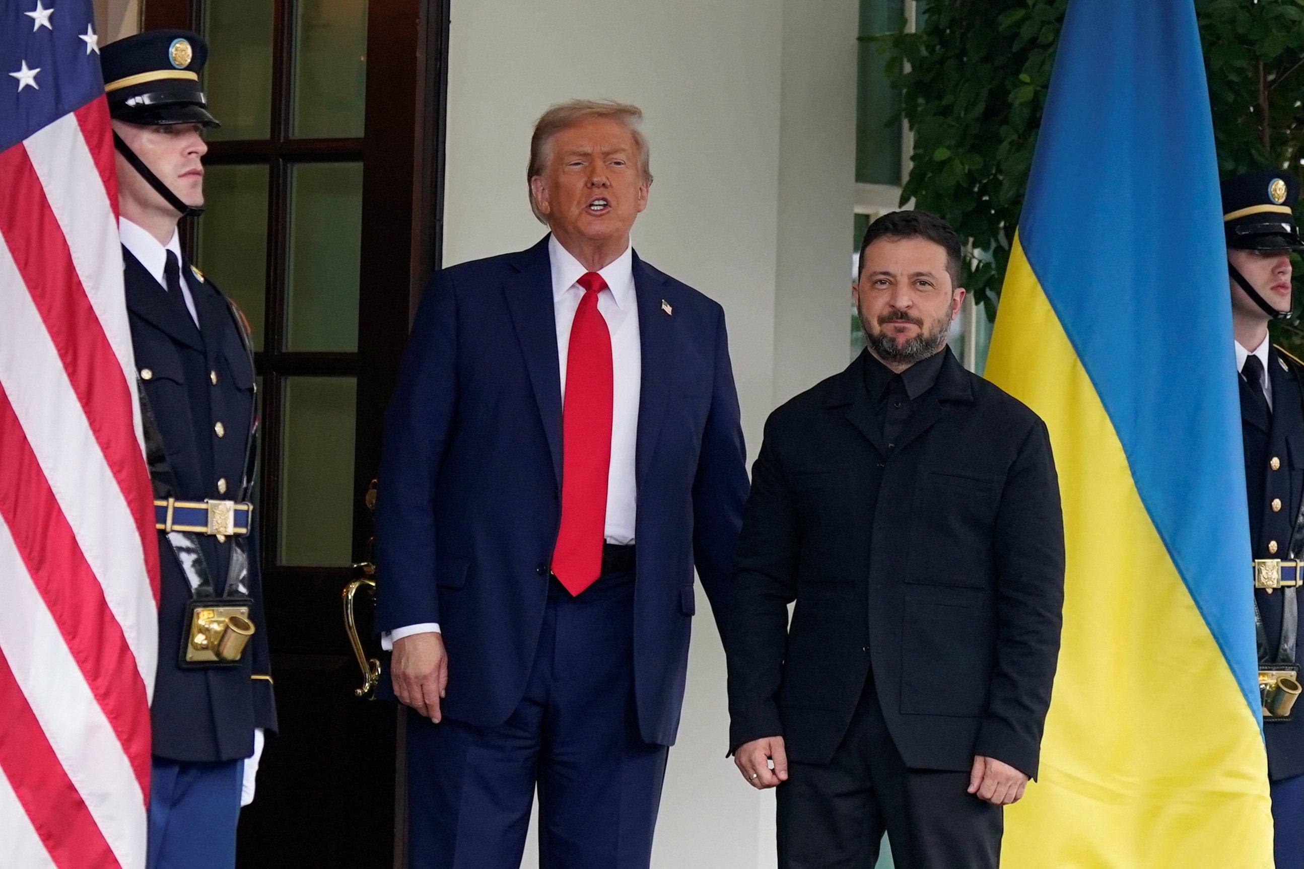 Ukrainian leader Volodymyr Zelensky arrived for his meeting with President Donald Trump in the Oval Office wearing an all black suit after Trump criticized him for his attire during a February meeting.