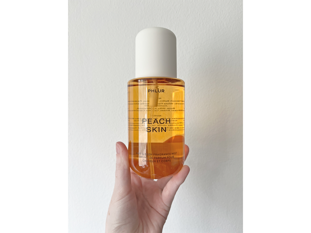Best Phlur fragrance IndyBest review Phlur peach skin hair and body fragrance mist