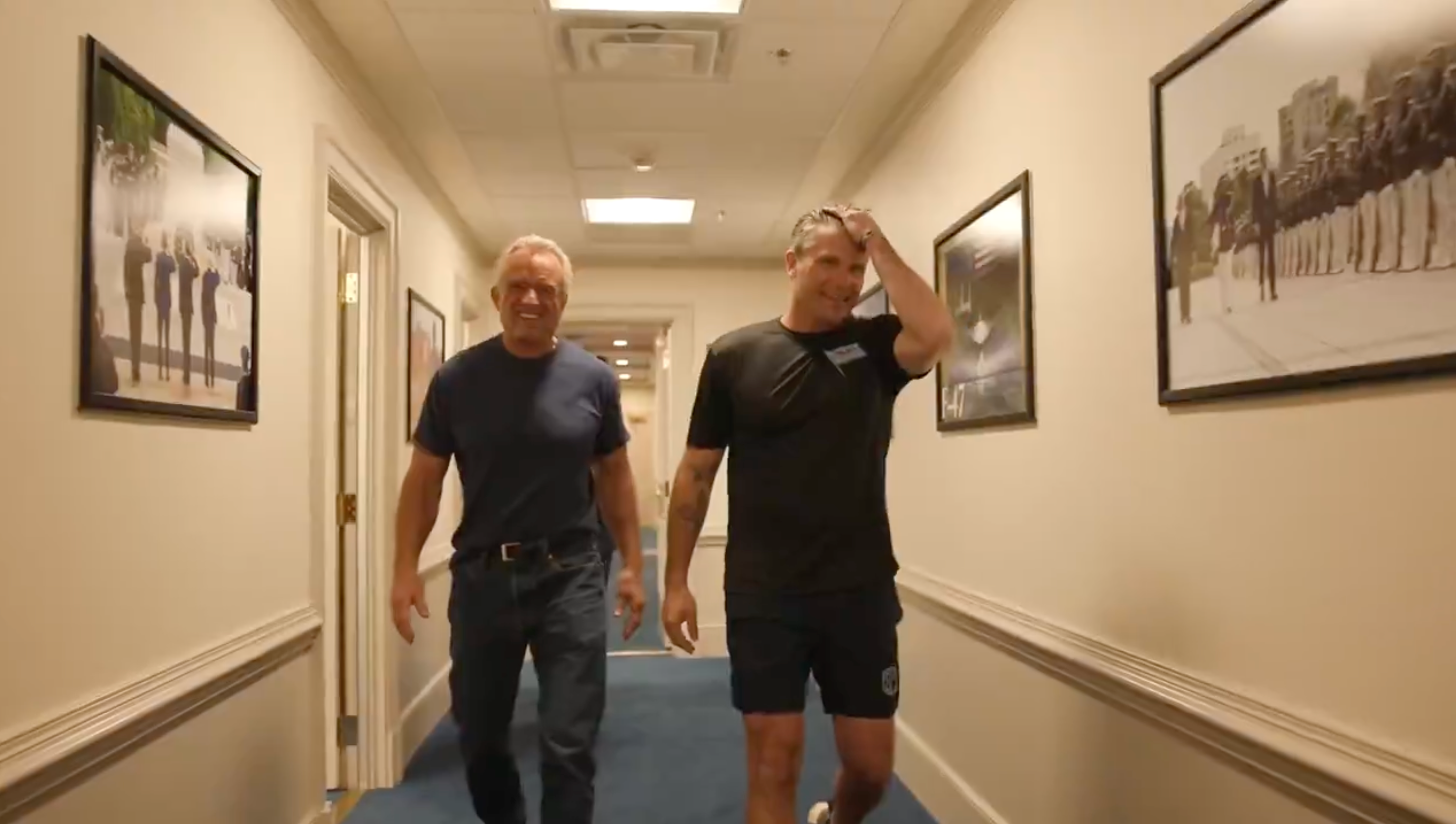 RFK Jr, 71, and Hegseth, 45, in fitness battle at Pentagon where Defense Secretary has decorated walls with pictures of himself