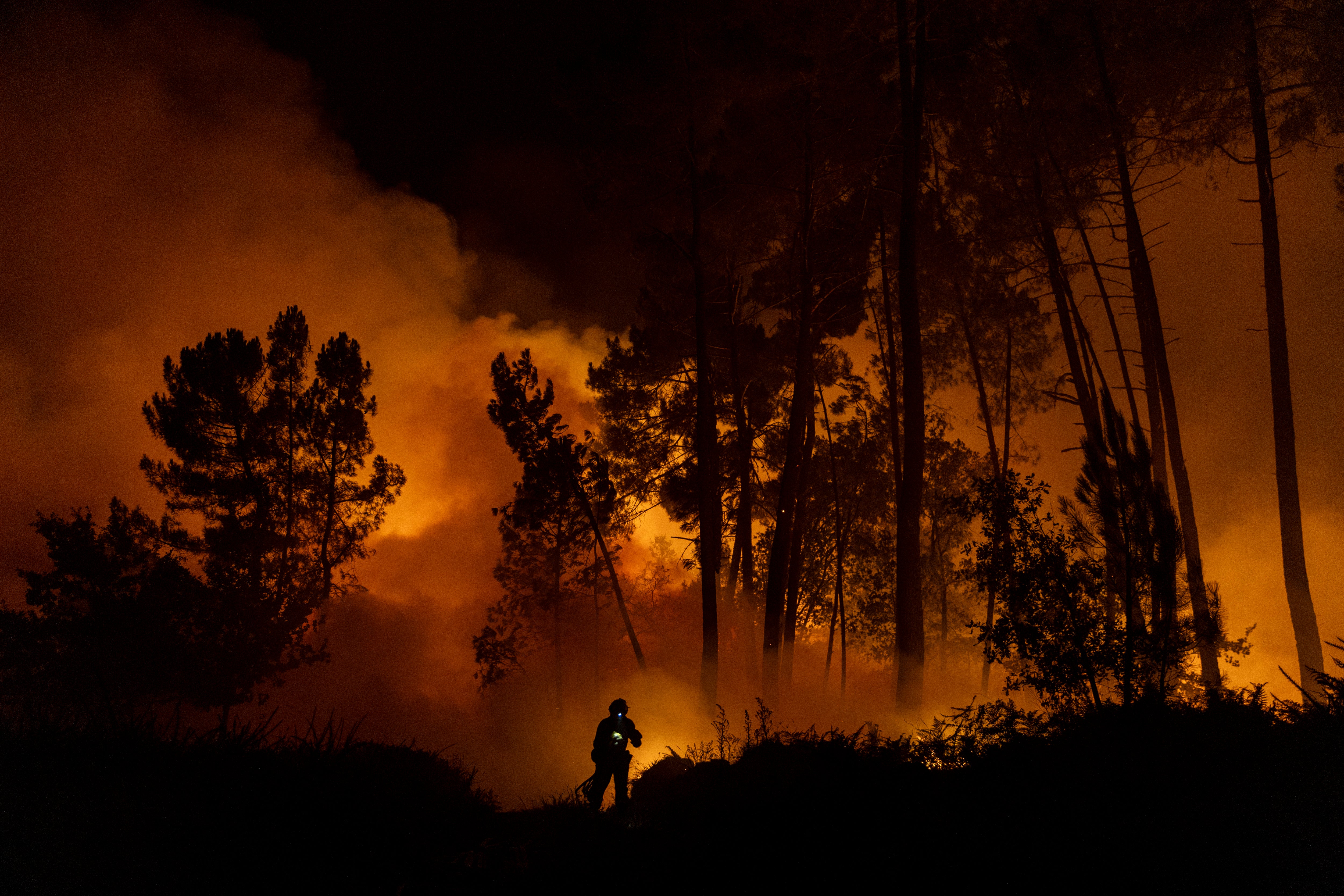 Firefighters worked to extinguish a wildfire next to a village in Spain last week