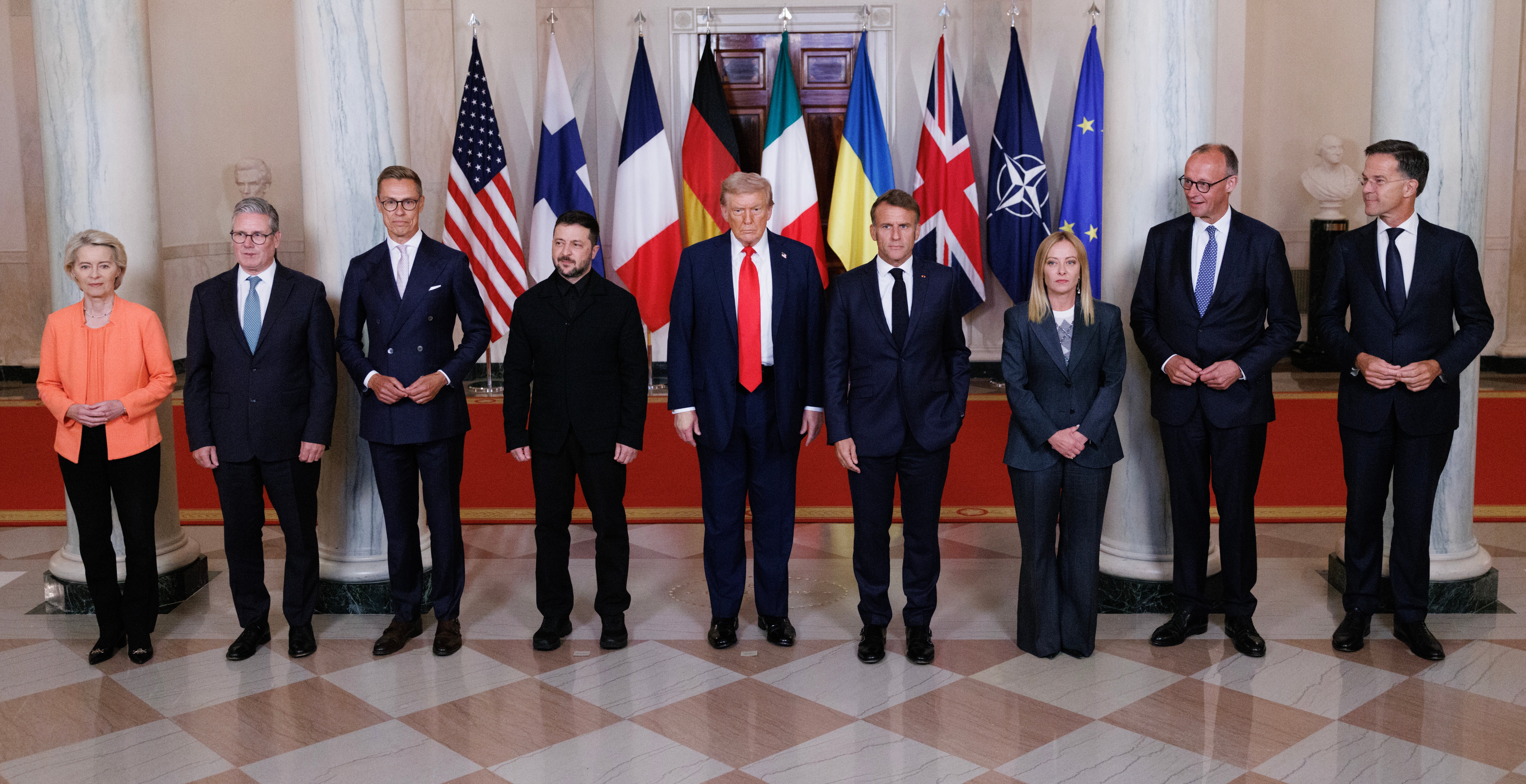 European leaders and President Trump at the White House on Monday