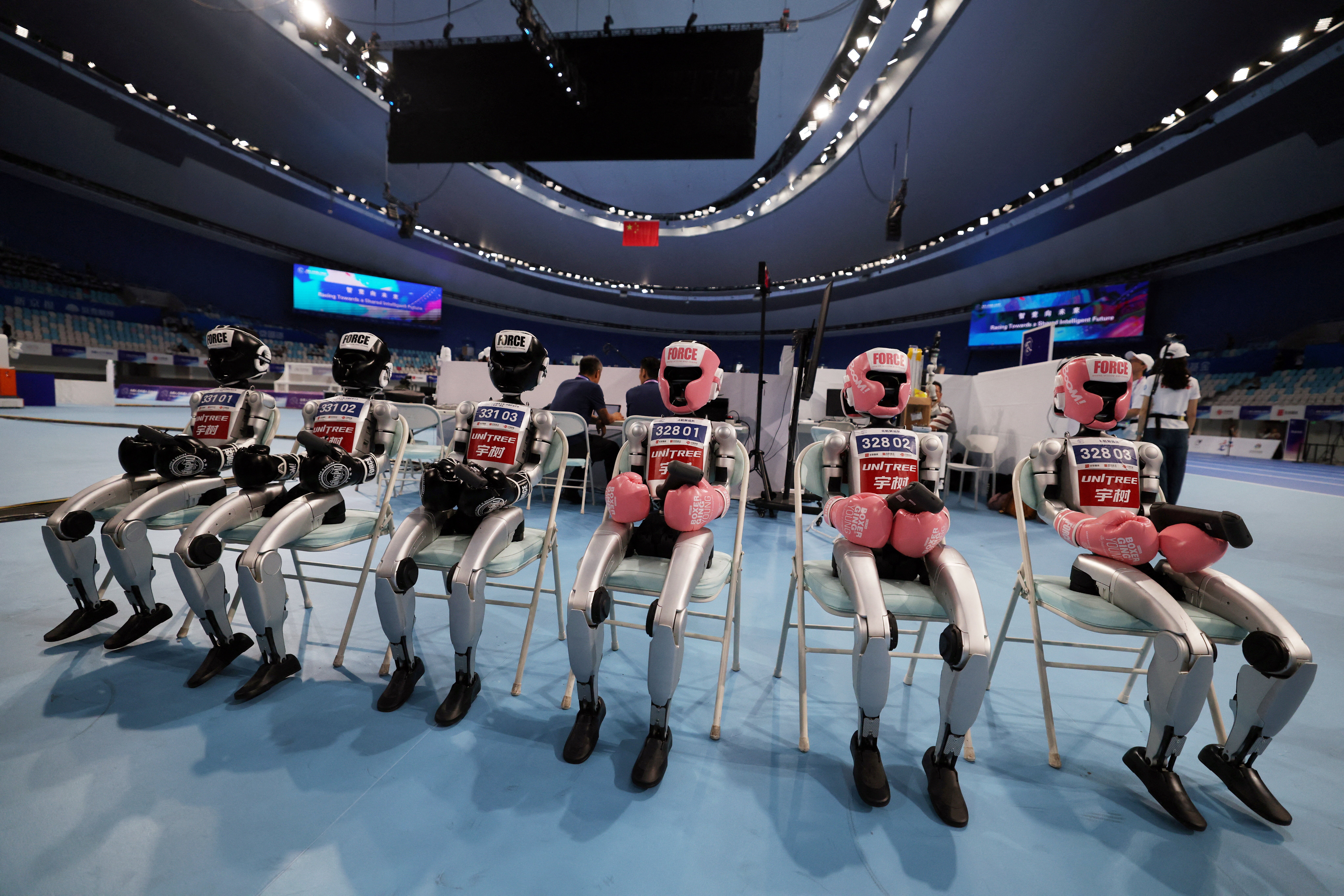 Unitree Robotics humanoid robots prepare to compete at the inaugural World Humanoid Robot Games