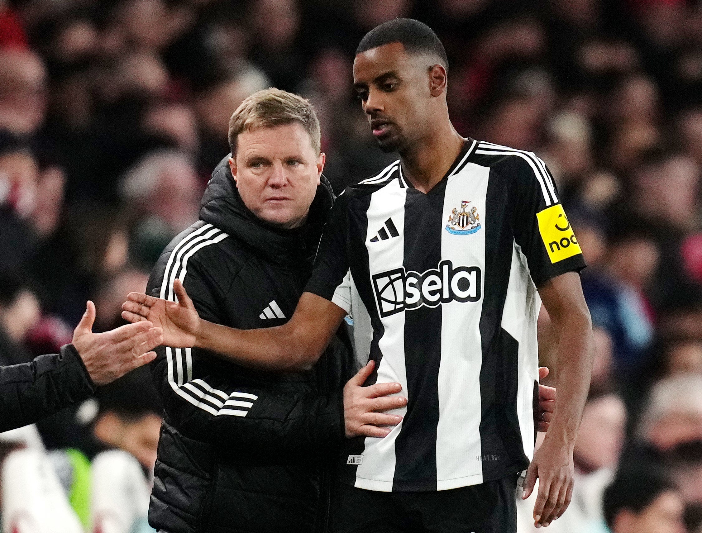 Alexander Isak, right, has accused Newcastle of breaking promises