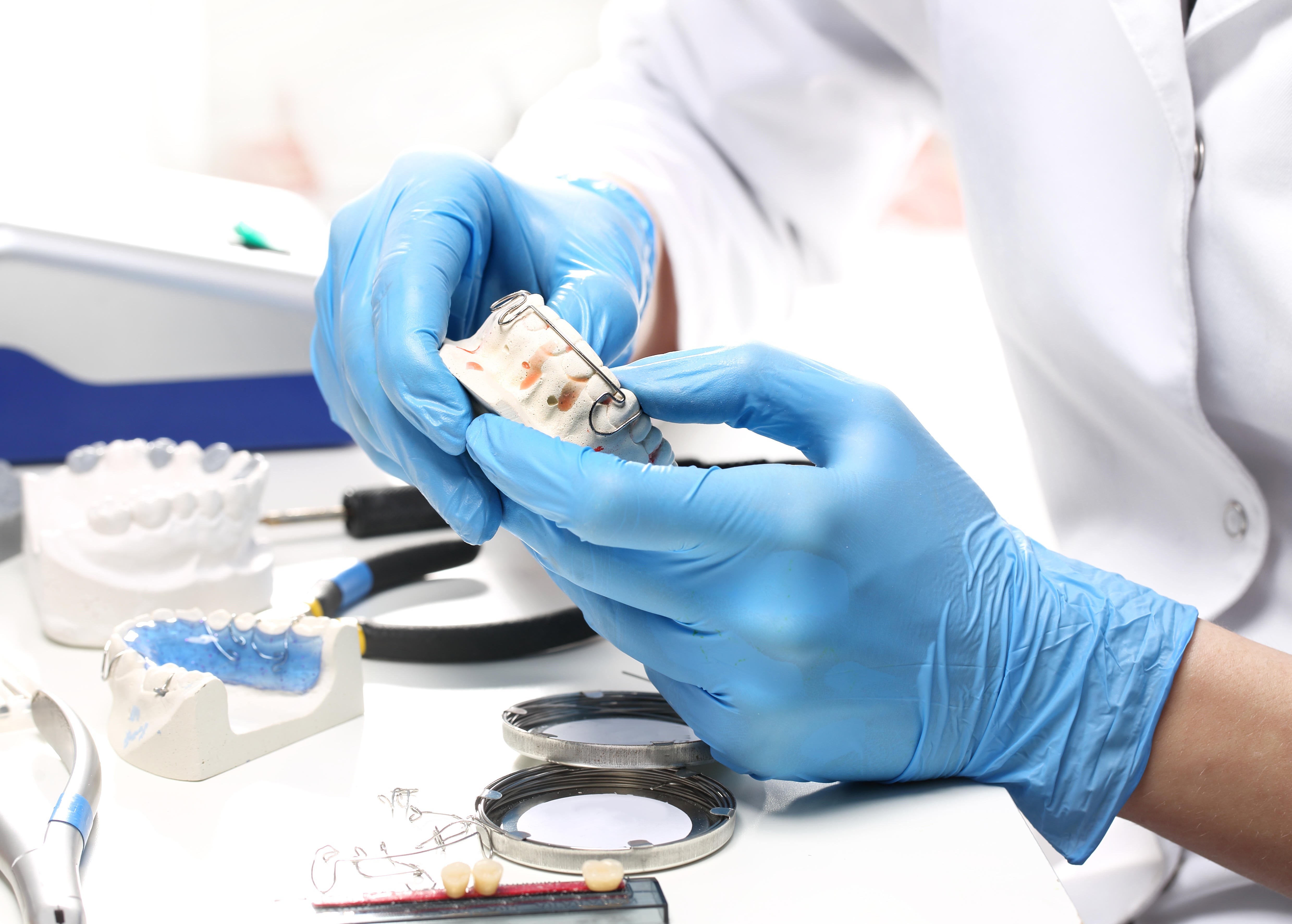 Prosthetist working in partial dentures