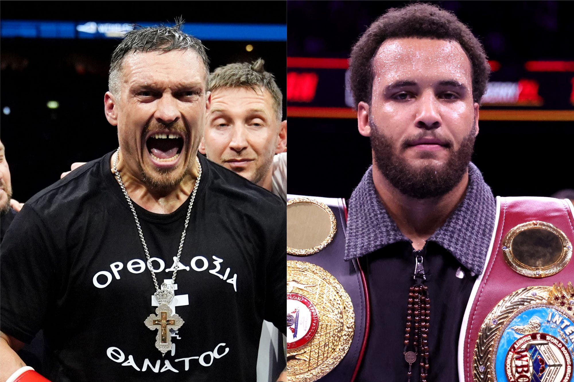 There have been calls for rising British heavyweight Moses Itauma (right) to take on undisputed champion Oleksandr Usyk (Bradley Collyer/Steve Welsh/PA)