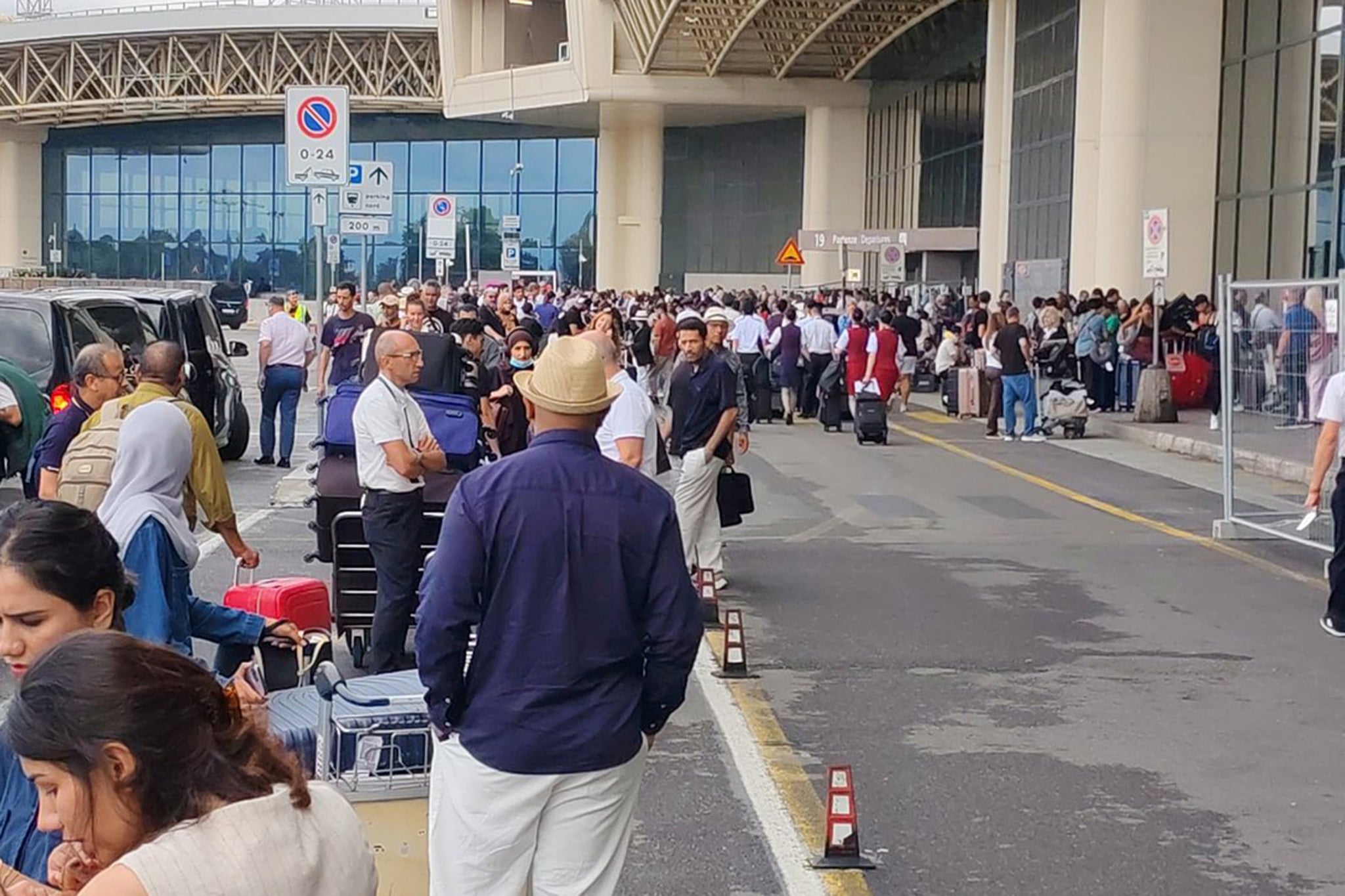 Border Police officers soon arrived and restrained the man, while staff from airport security company ICTS worked to put out the flames