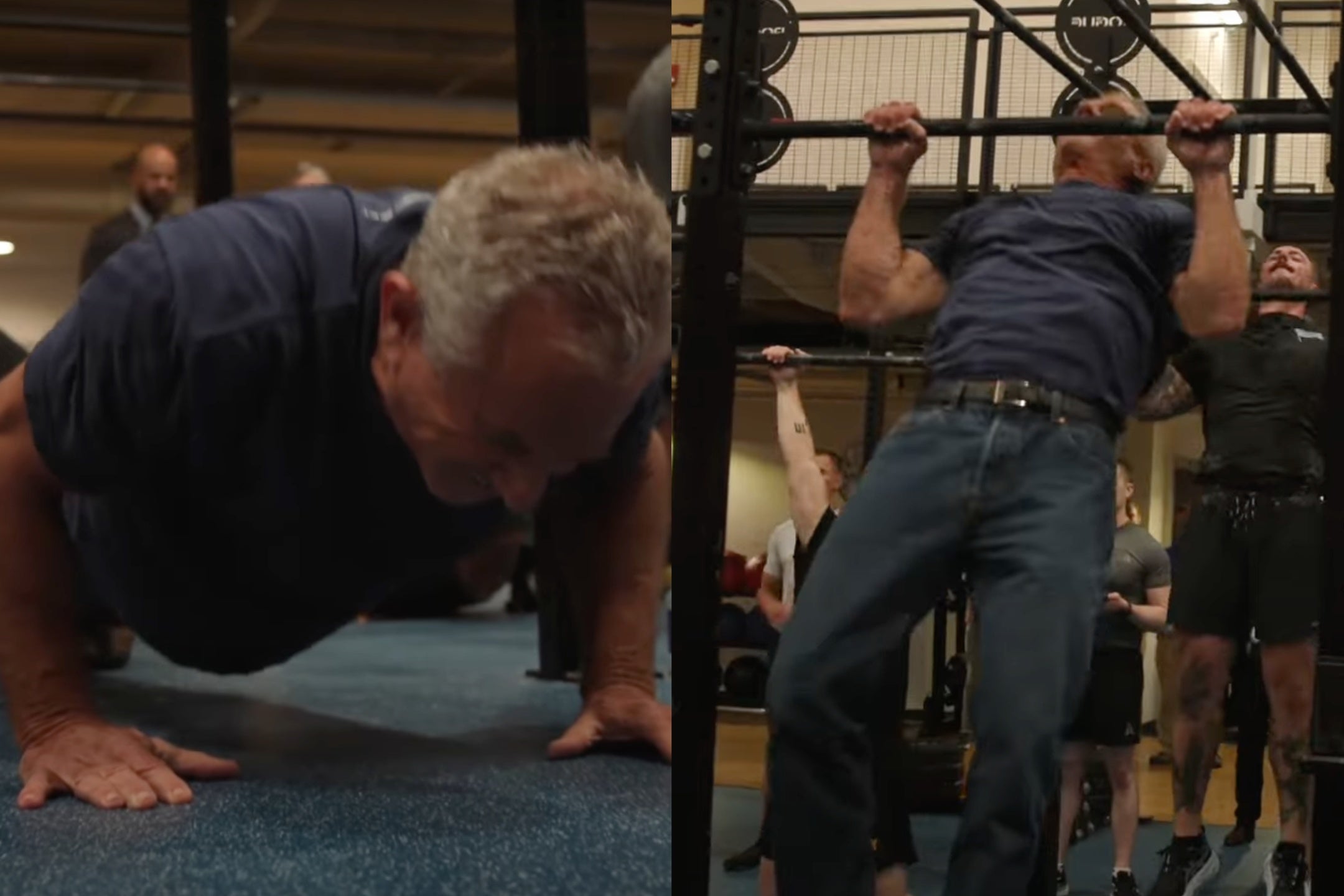 RFK Jr took part in a fitness challenge alongside Pete Hegseth, in a t-shirt and jeans