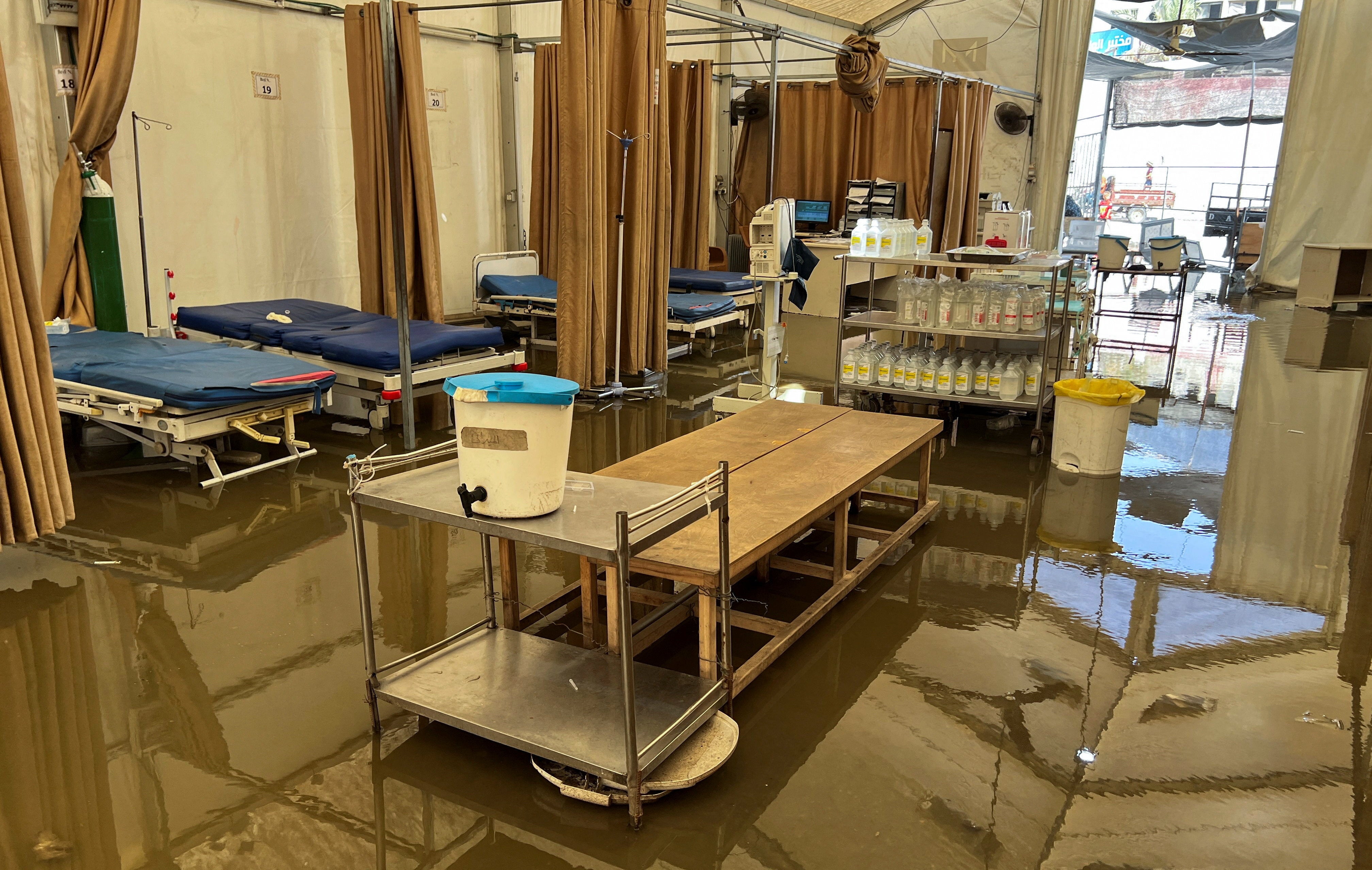 Nasser Hospital in Khan Younis was flooded with sewage last week