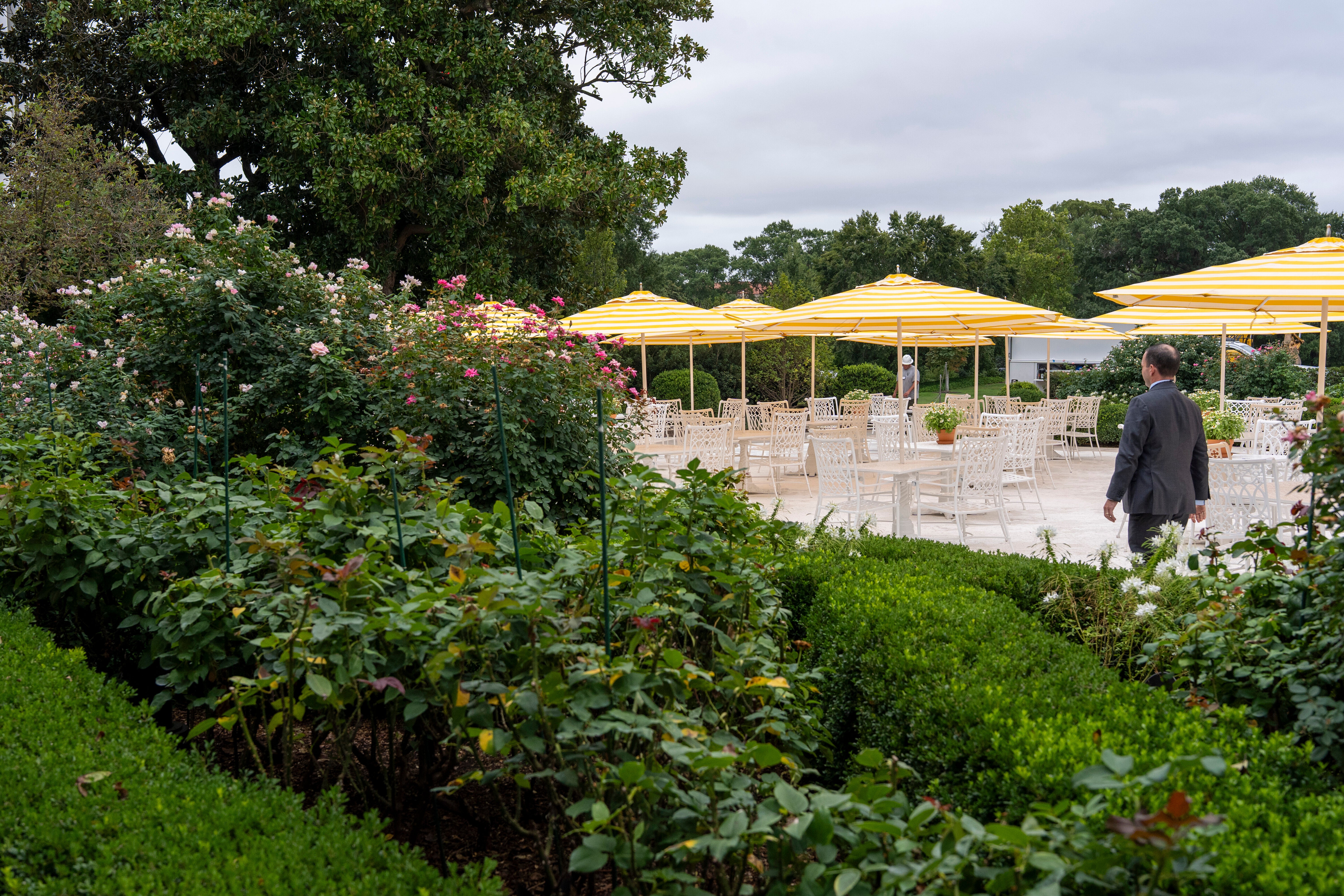 Press Secretary Leavitt bragged during the tour about the new additions: ‘They are literally the umbrellas from Mar-a-Lago.’