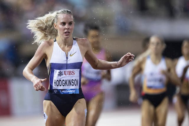 Great Britain’s Keely Hodgkinson pulled clear down the home straight to cap another impressive display in Lausanne (Laurent Gillieron/Keystone via AP)