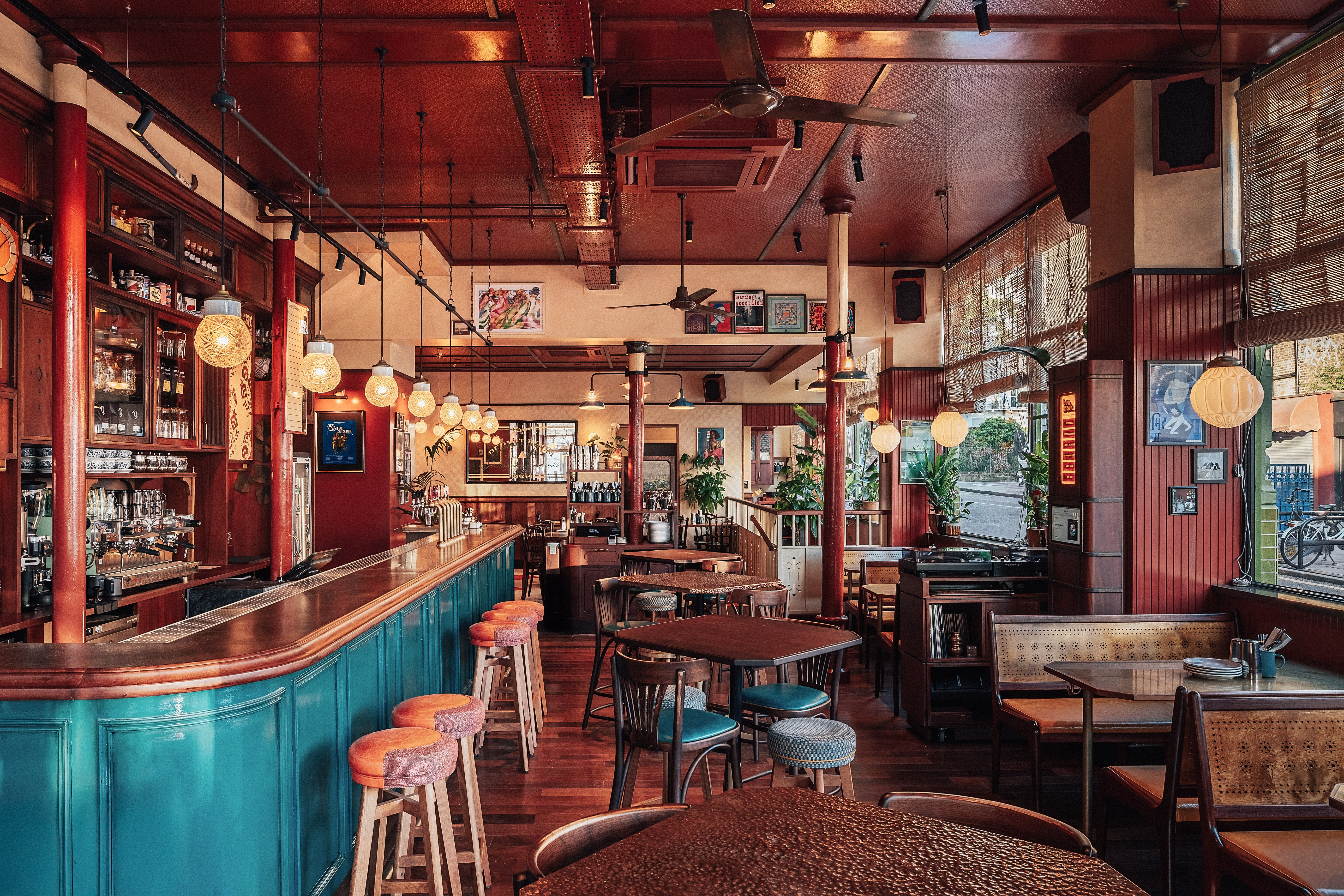 Dishoom Permit Room restaurant is located in Portobello, London and is styled like a 1970s Bombay prohibition bar