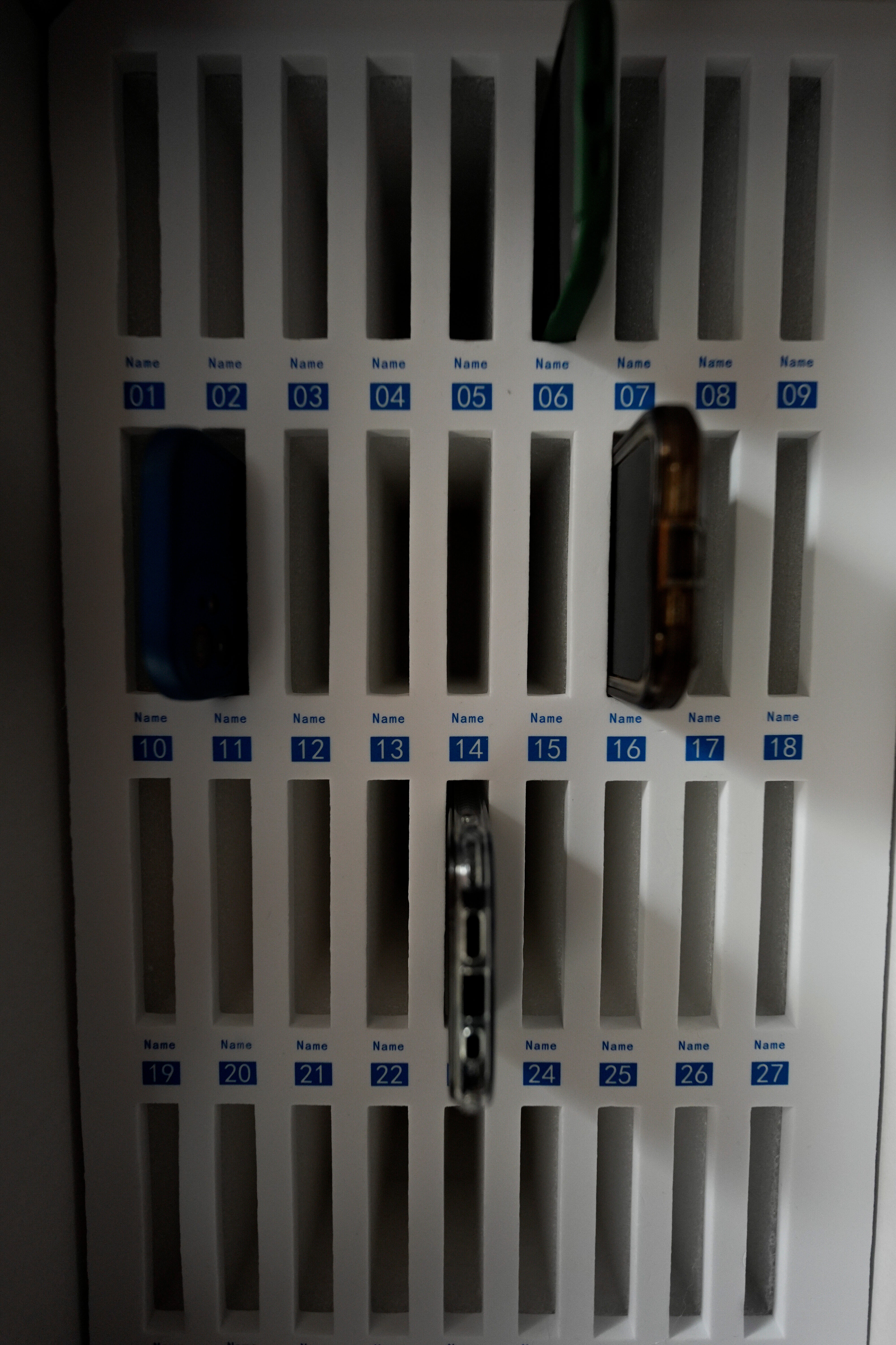 A cell phone locker is seen at Ronald McNair Sr. High School, Thursday, Aug. 7, 2025, in Atlanta. (AP Photo/Mike Stewart)