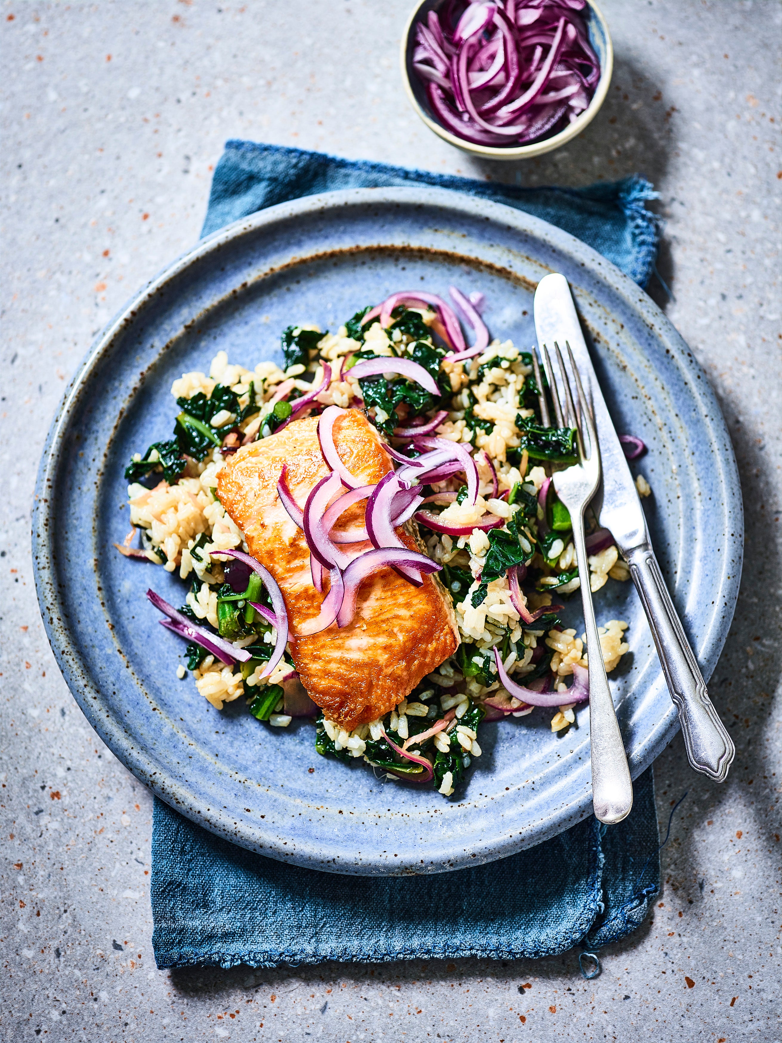 A speedy fakeaway that tastes restaurant-ready, with glossy salmon and garlicky greens