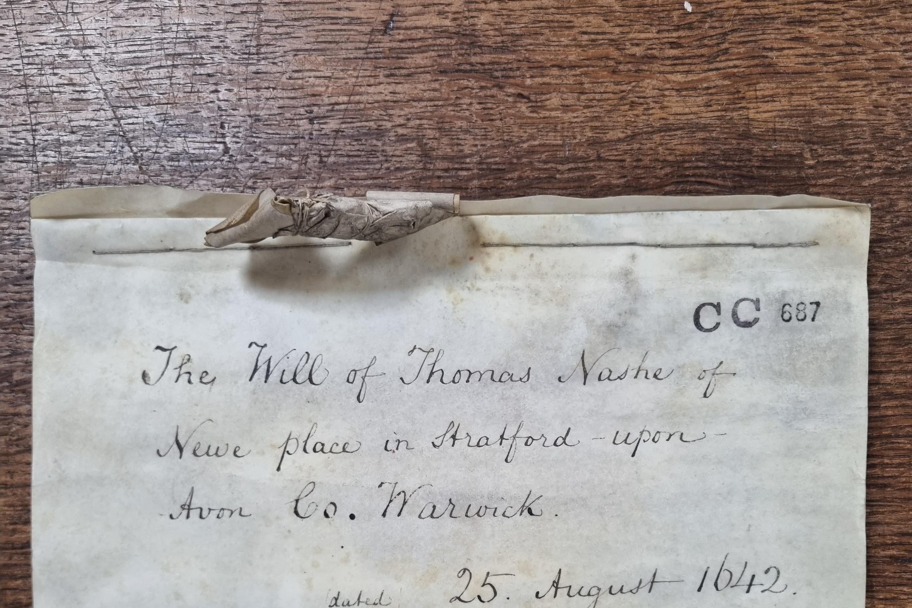 The document, drawn up by Thomas Nash on August 25 1642, was discovered Dr Dan Gosling, a historian at The National Archives (The National Archives/PA)