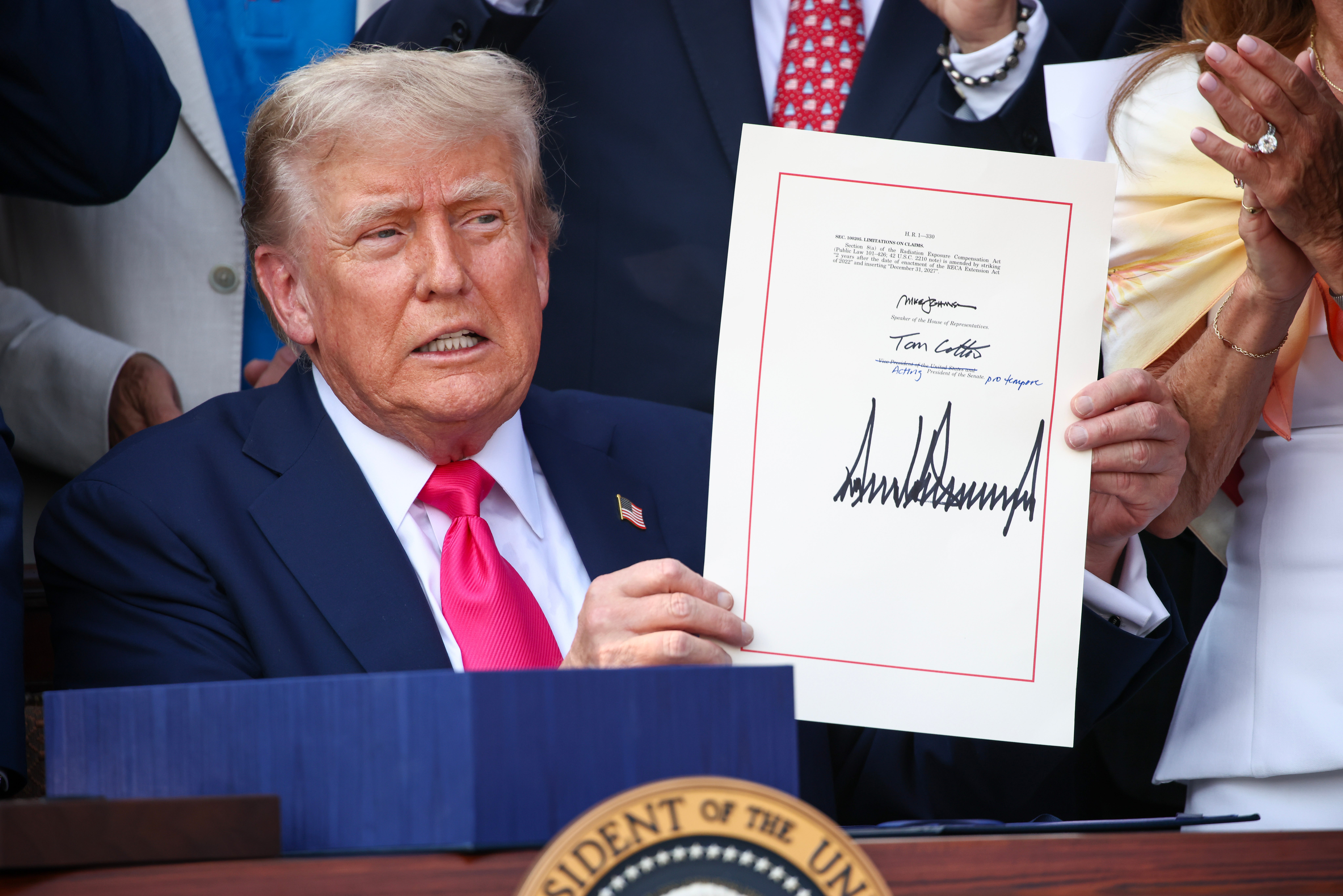 ‘Why she have the same sharpie a** signature as Trump?’ a social media user on X said, referring to the president’s favorite pen.