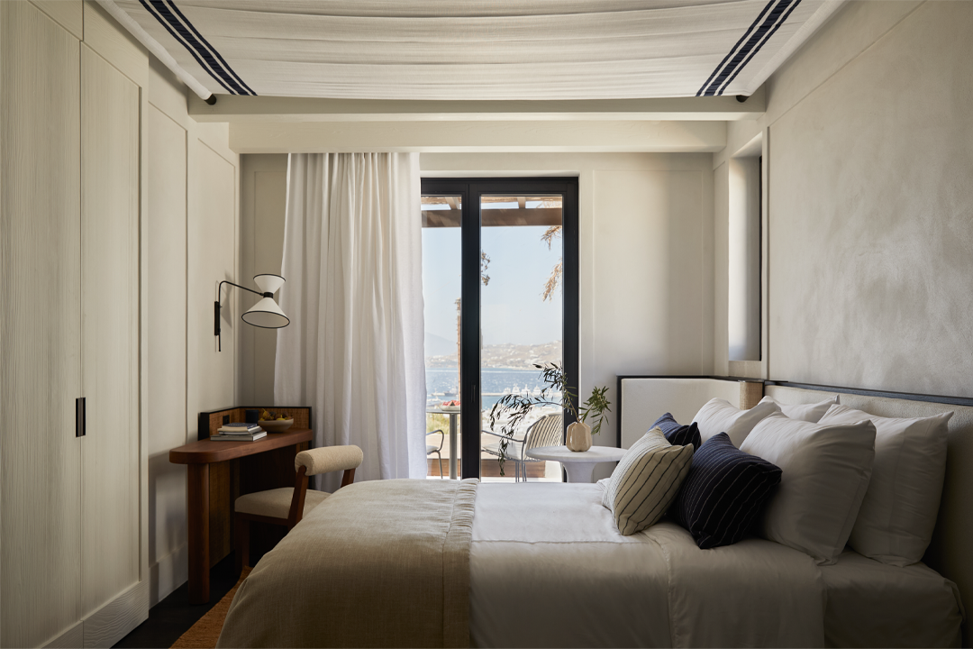 Clean, minimal interiors feature at Anandes hotel in Mykonos