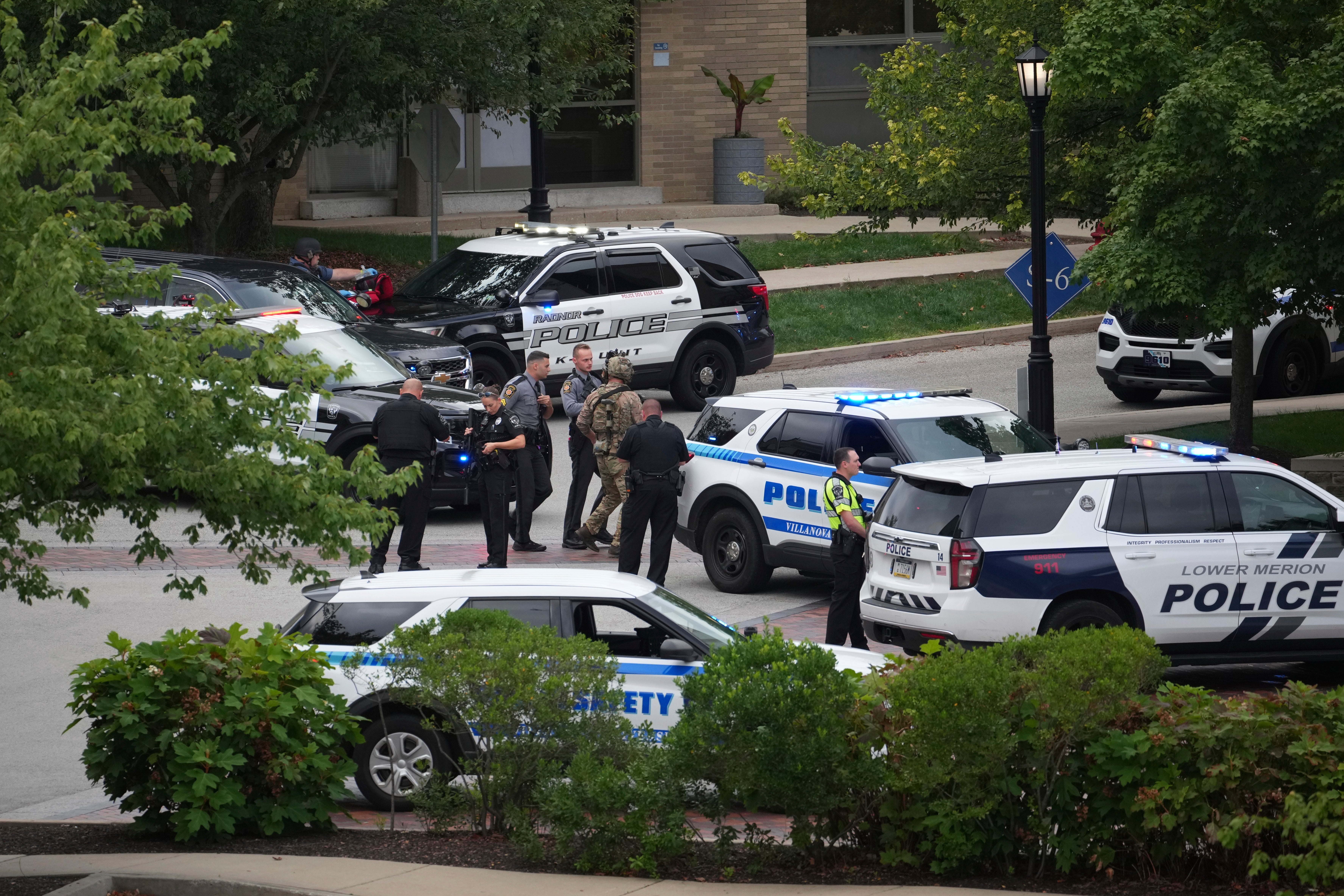 Police respond to a report of an active shooter on August 21 at Villanova University. The incident ended up being a hoax, officials later confirmed