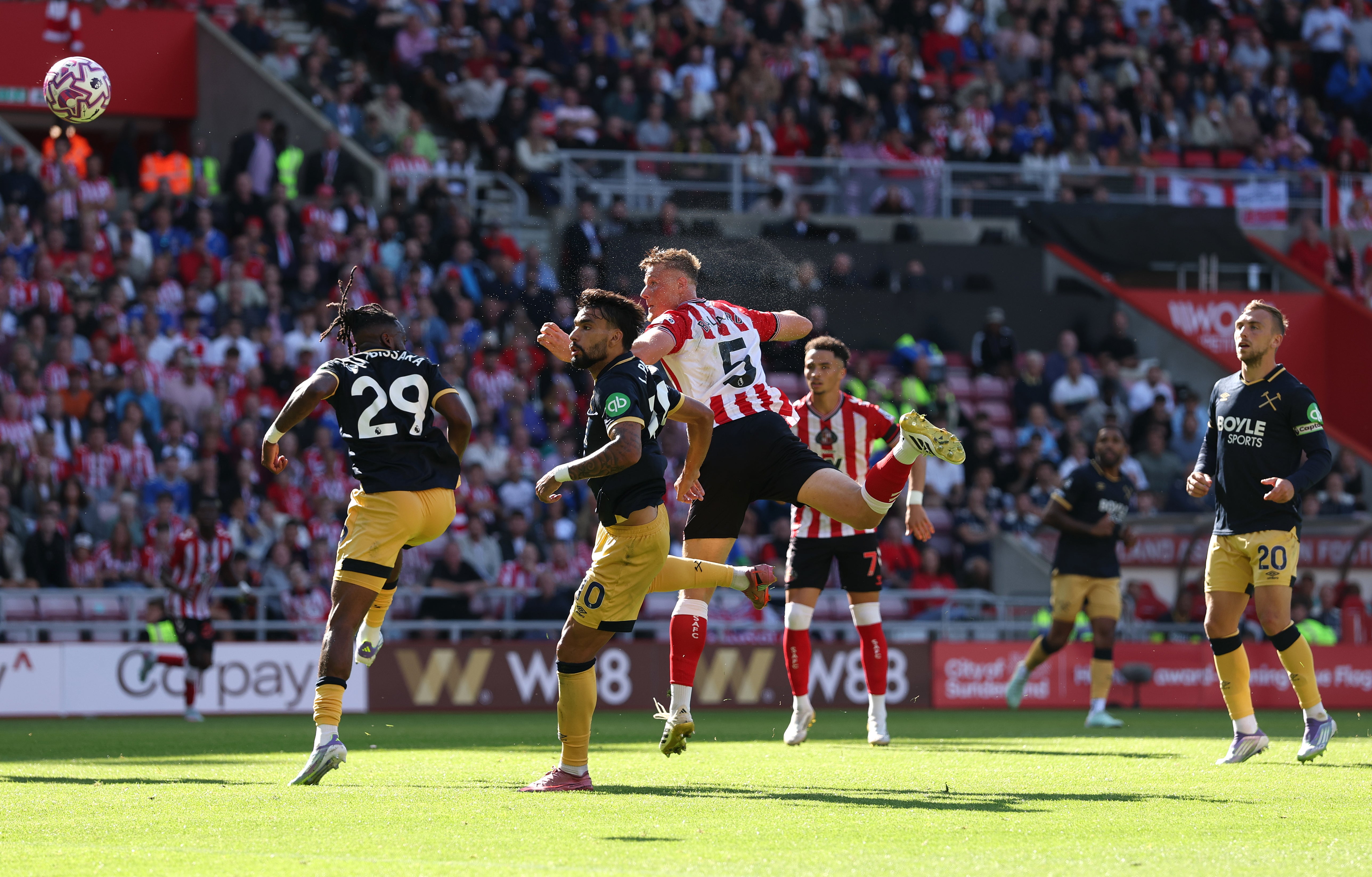 Dan Ballard scores for Sunderland against West Ham
