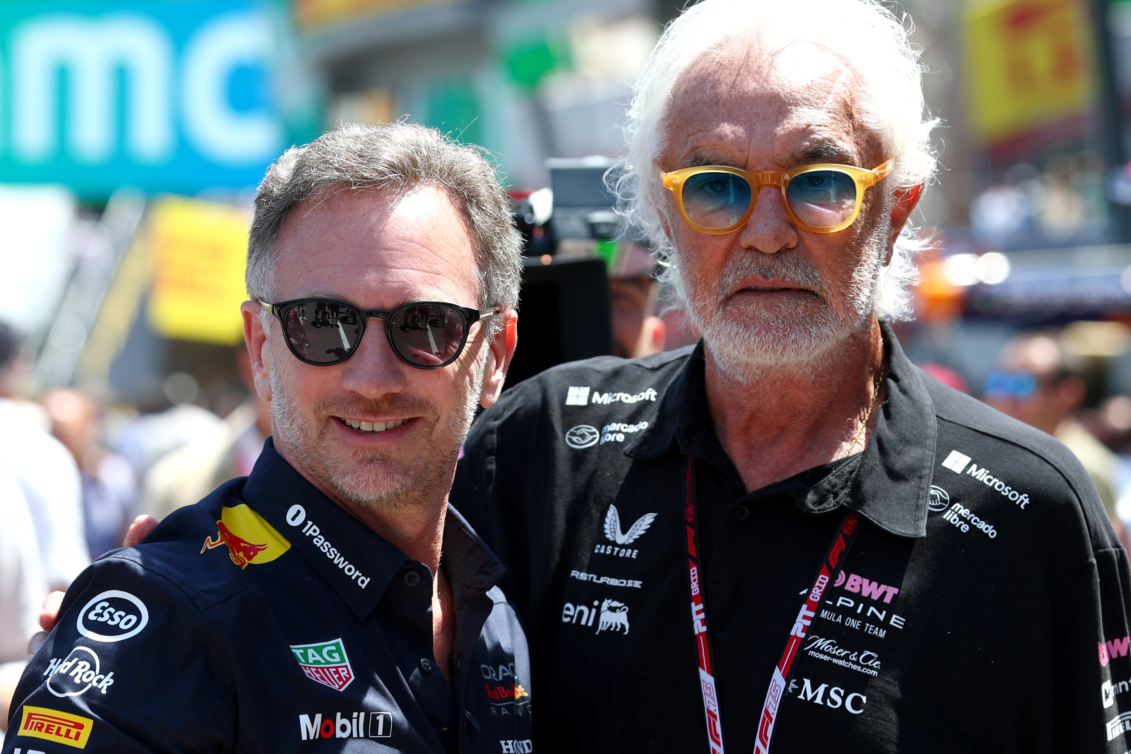 Christian Horner has been linked with Alpine (right: de facto team boss Flavio Briatore)