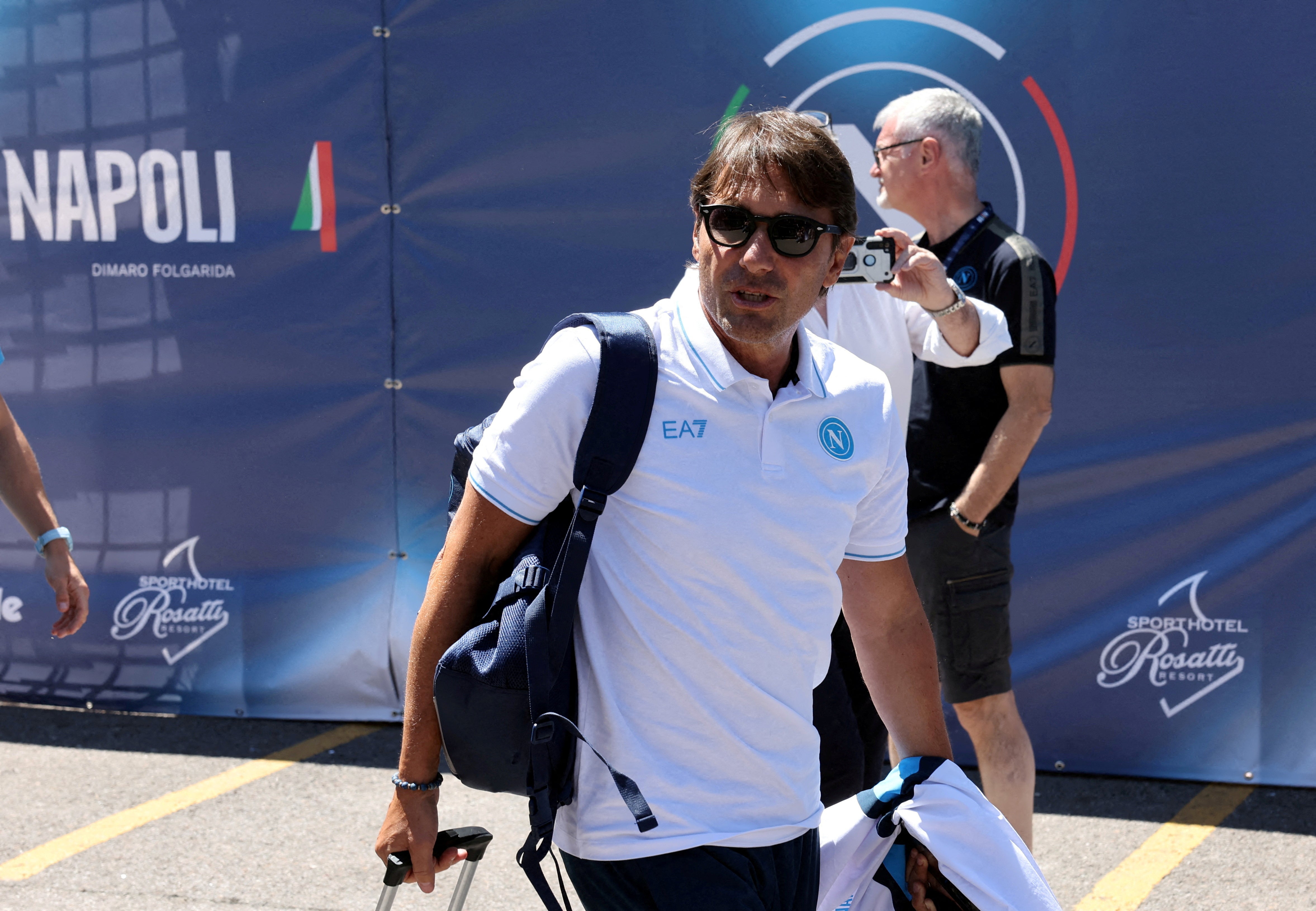 Napoli coach Antonio Conte coach arrives at training