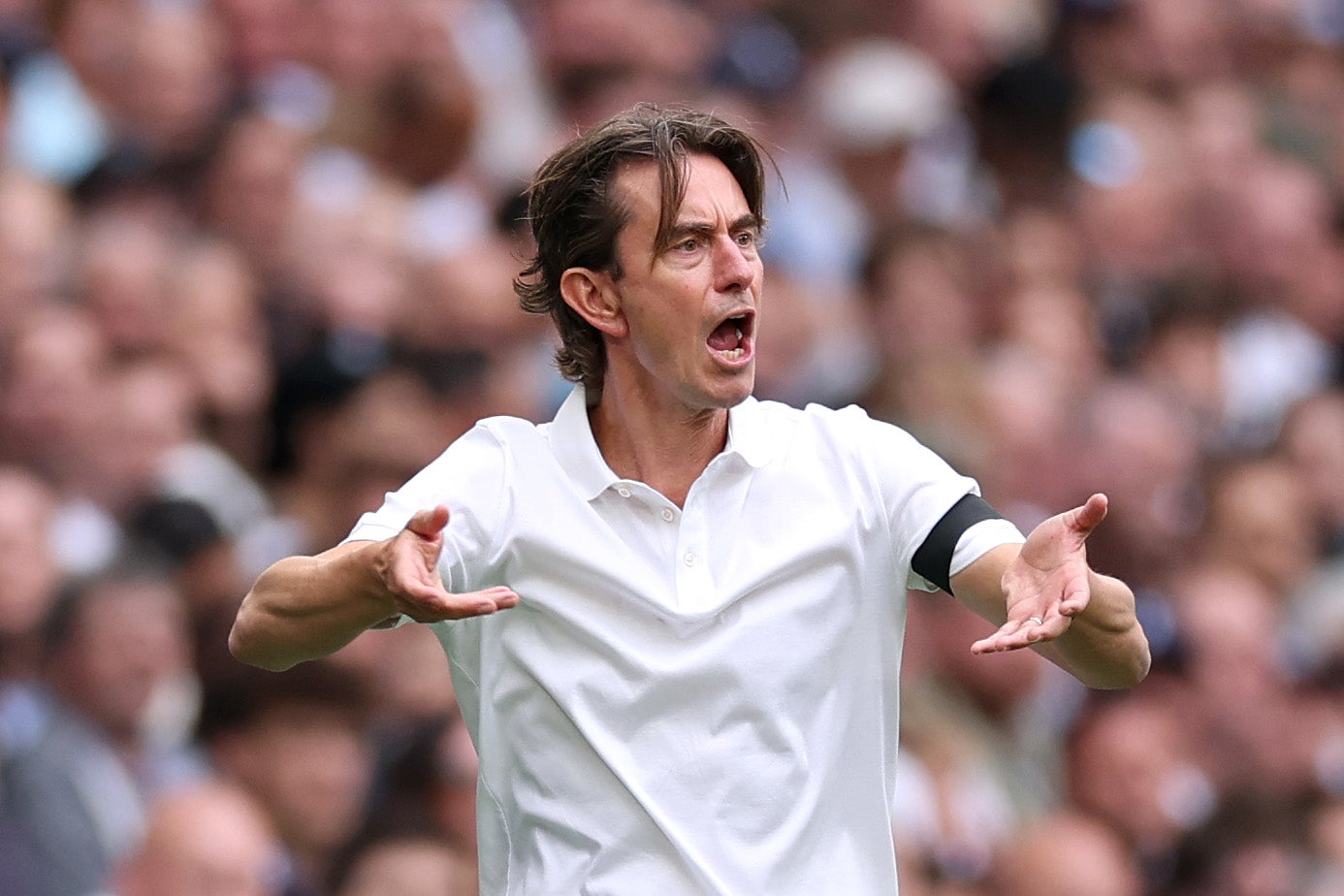 Thomas Frank on the touchline as Tottenham manager