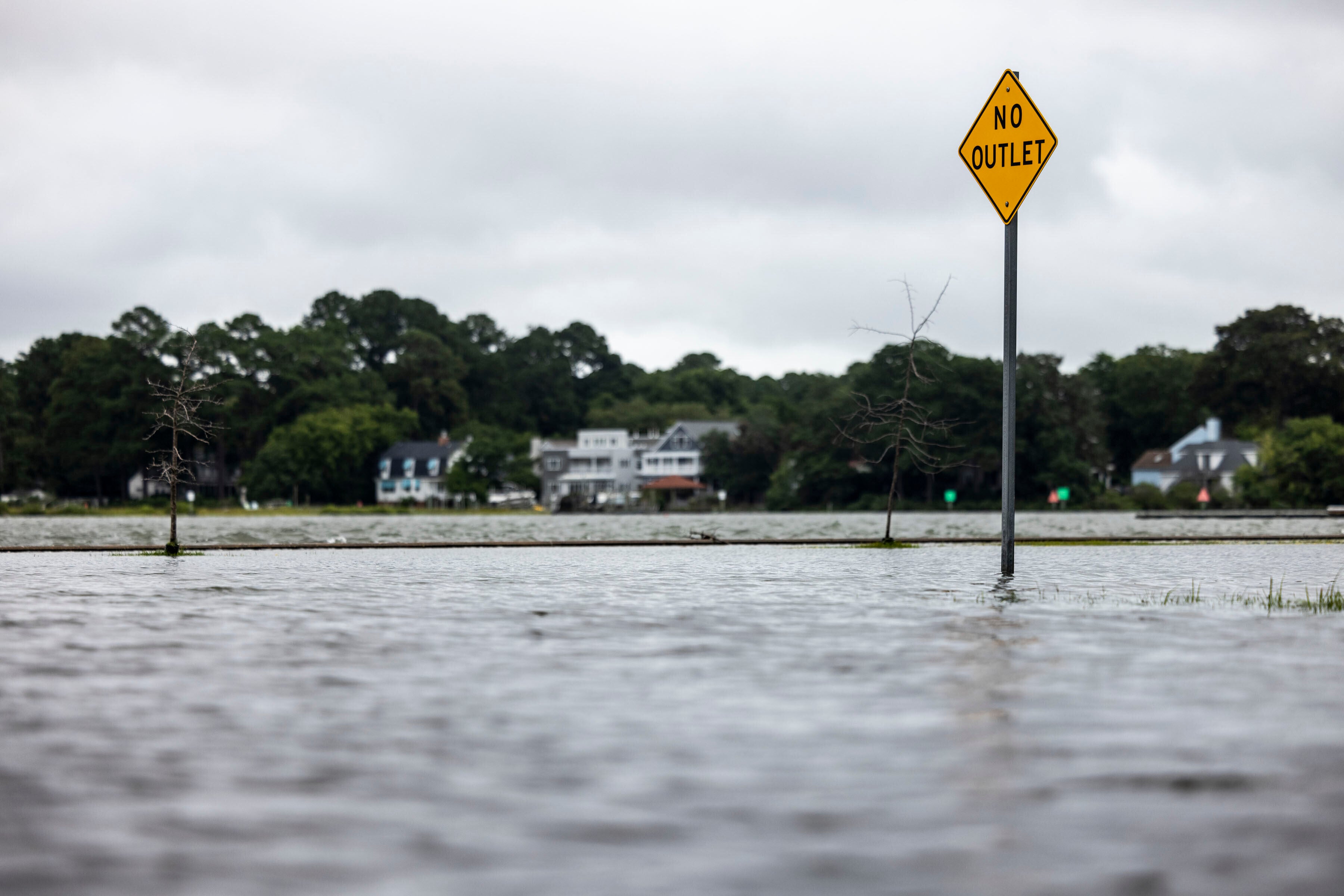 Flooding seen in Norfolk Virginia near the Lafayette River due to Hurricane Erin