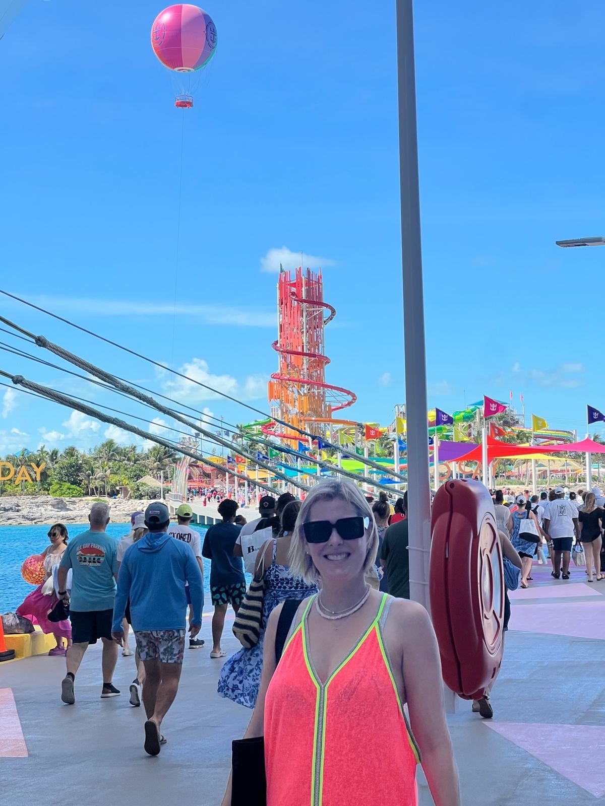 Writer Julia Zaltzman visiting the private island Perfect Day at CocoCay
