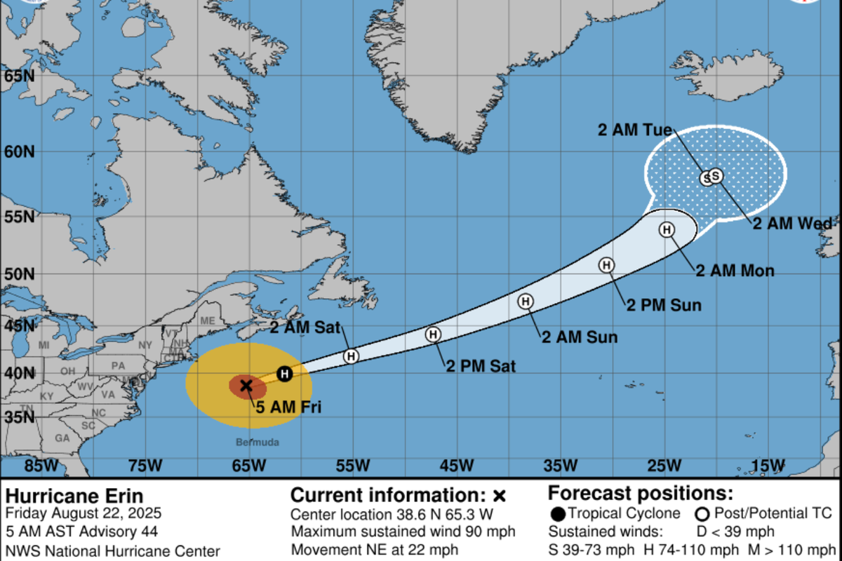 Hurricane Erin mapped: Tracking areas impacted by storm surge and 20-foot waves Hurricane Erin mapped: Tracking areas impacted by storm surge and 20-foot waves