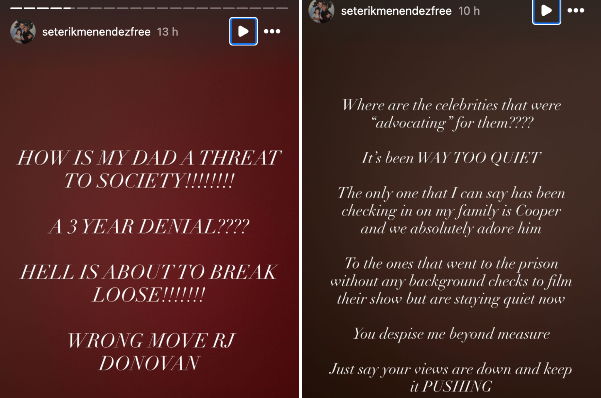 Erik Menendez's daughter, Talia, slammed both the parole board's decision to deny her father parole, as well as the celebrities she says have remained 'quiet'