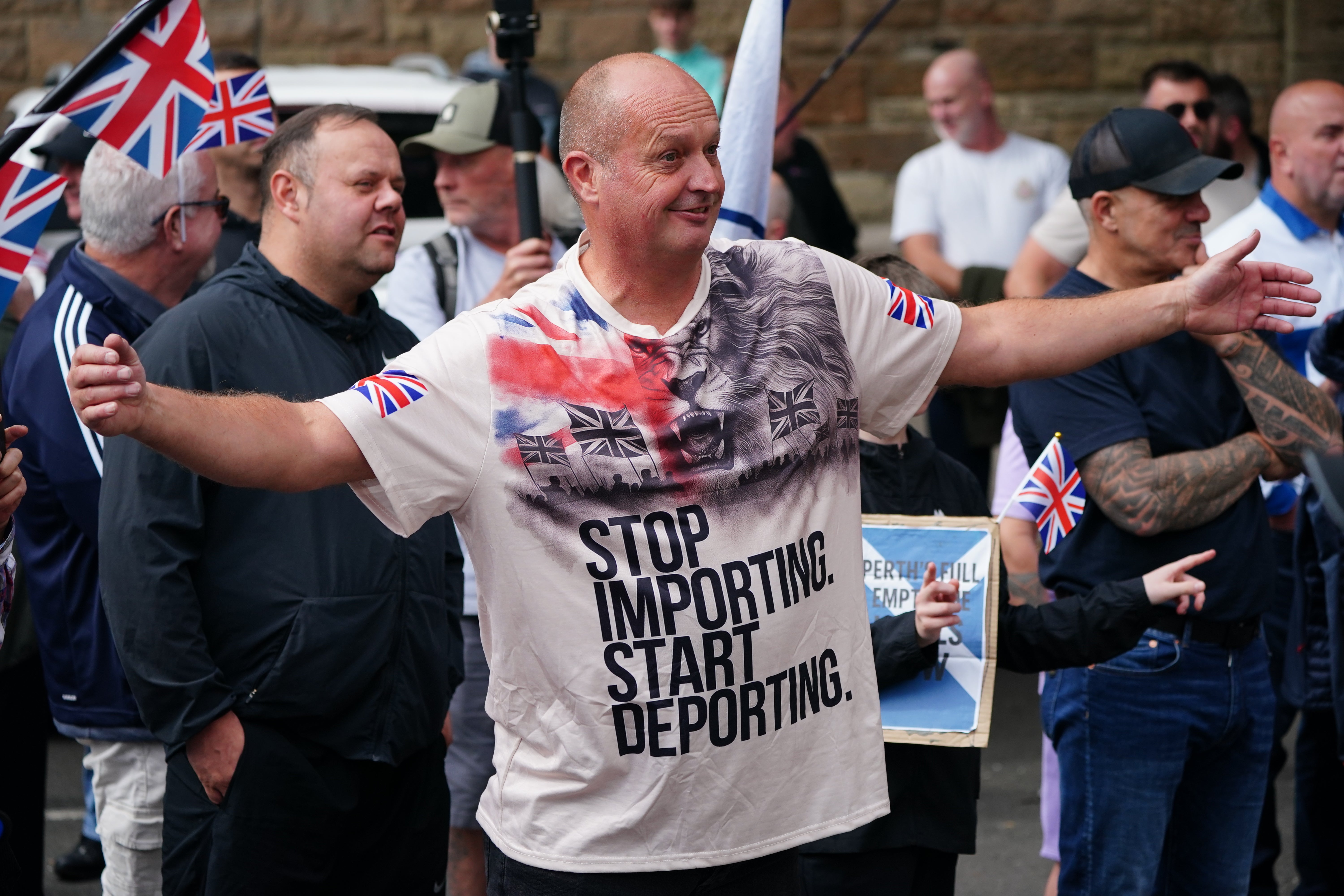 An ‘Abolish Asylum System’ protest outside the Radisson Hotel in Perth on Saturday 23 August