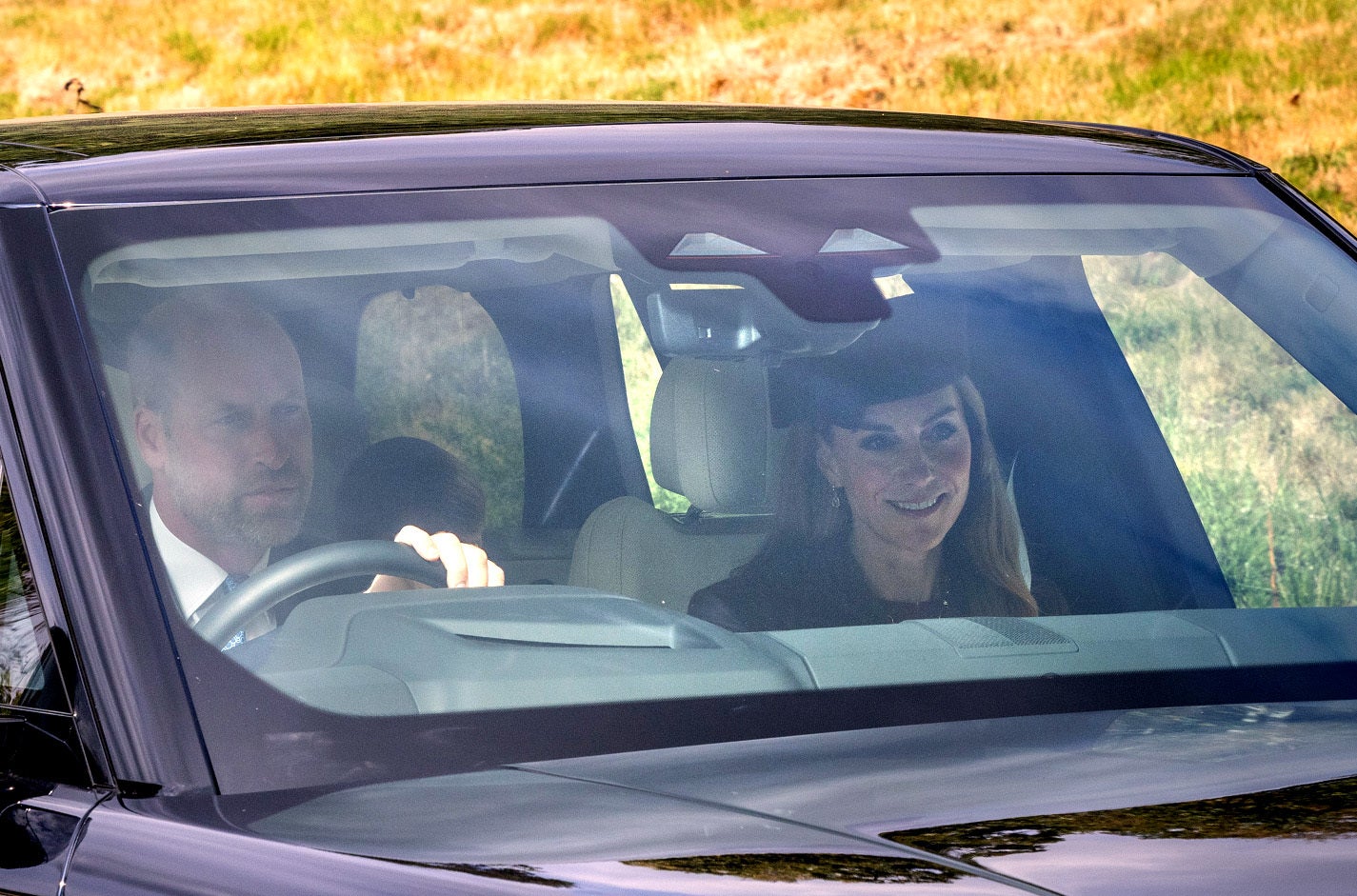 The Prince and Princess of Wales were spotted before the service