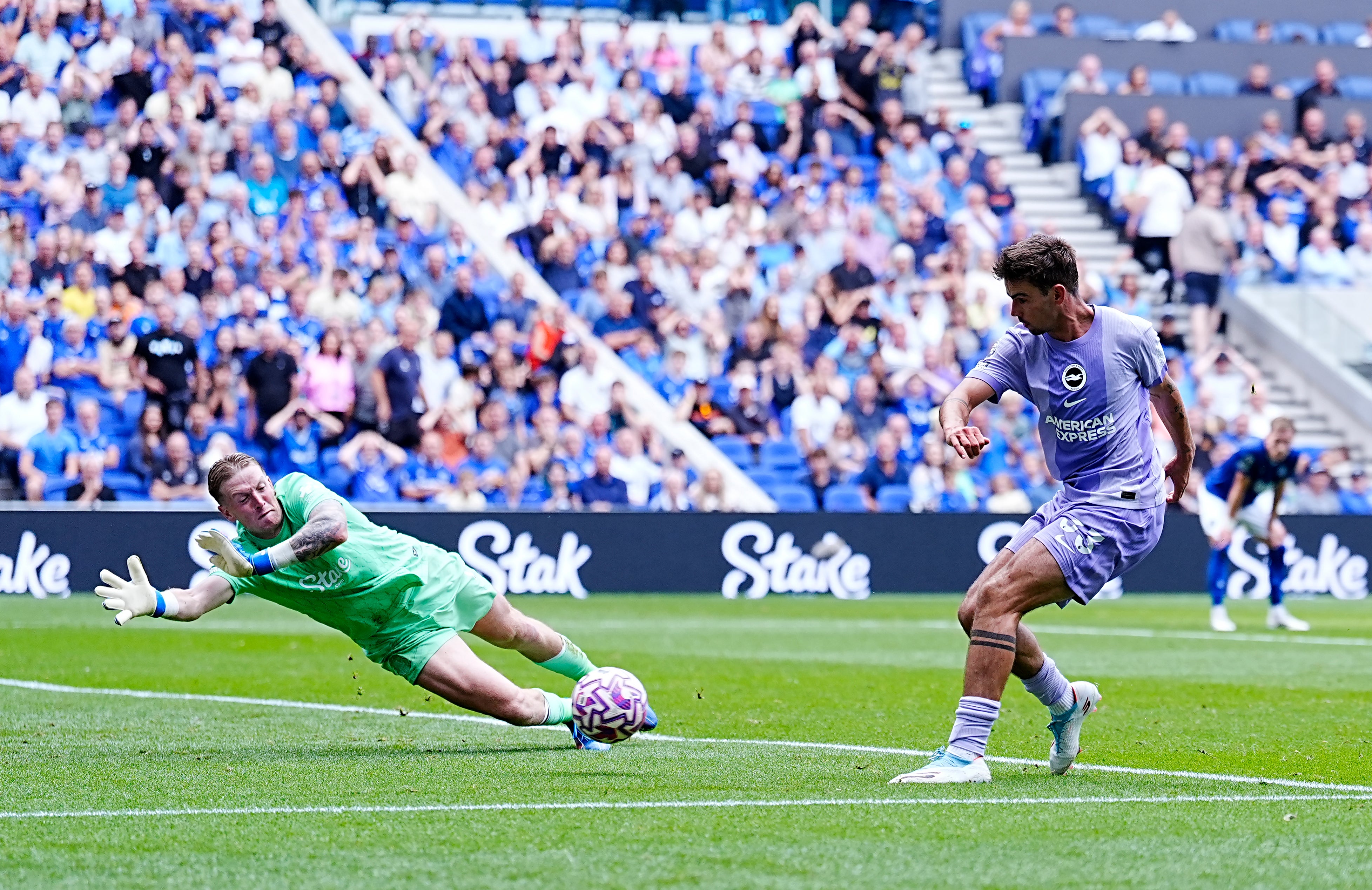 Jordan Pickford came to the rescue to spare James Tarkowski’s blushes