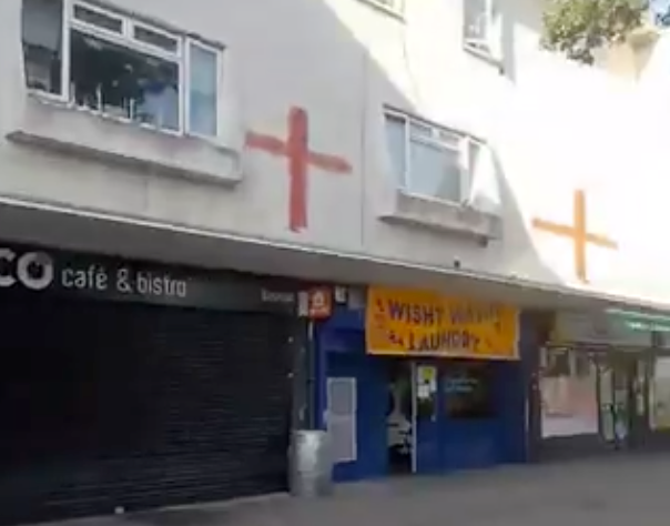St George’s cross painted on the outside of properties in Basildon