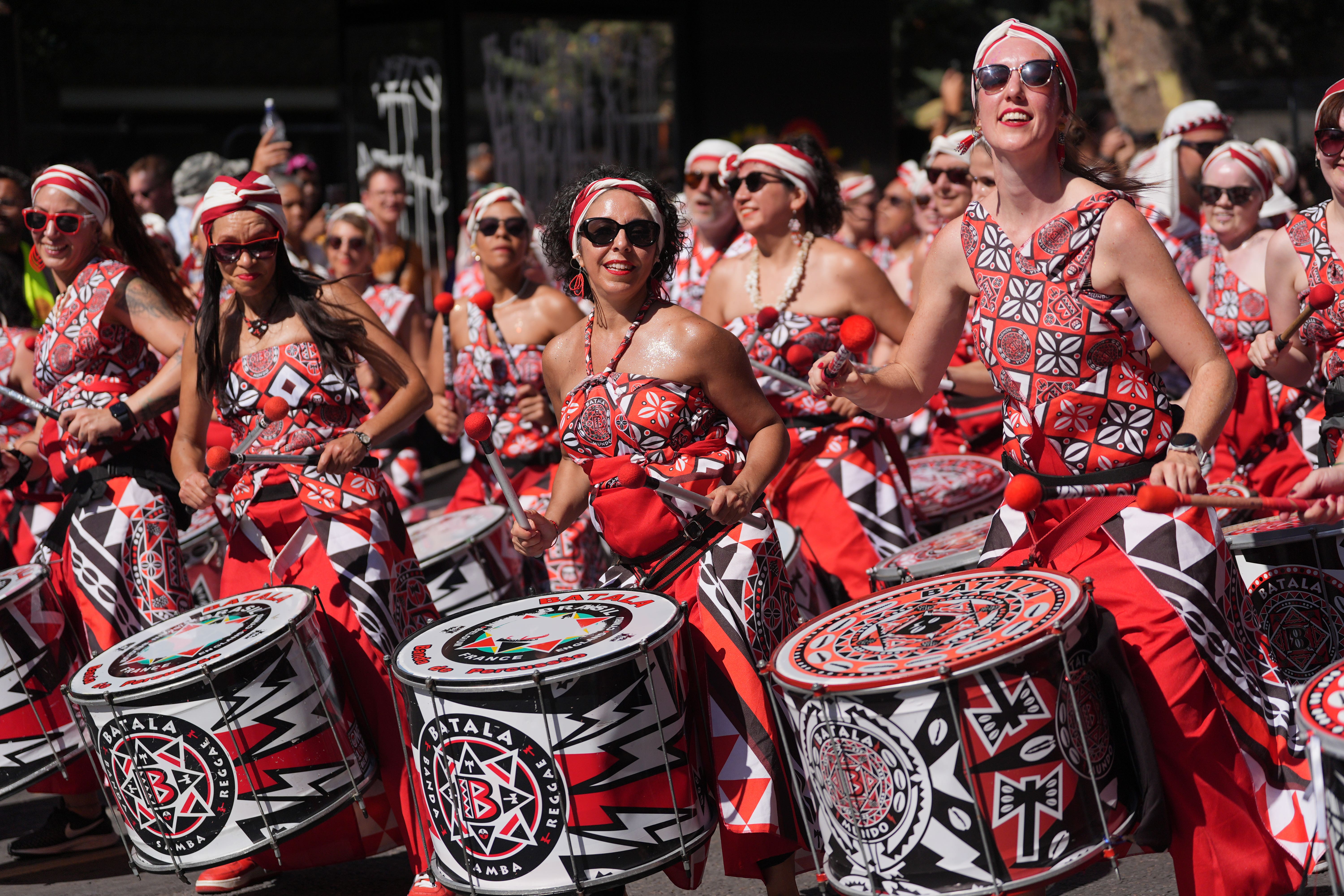 Drummers perform during the Notting Hill Carnival (Yui Mok/PA)