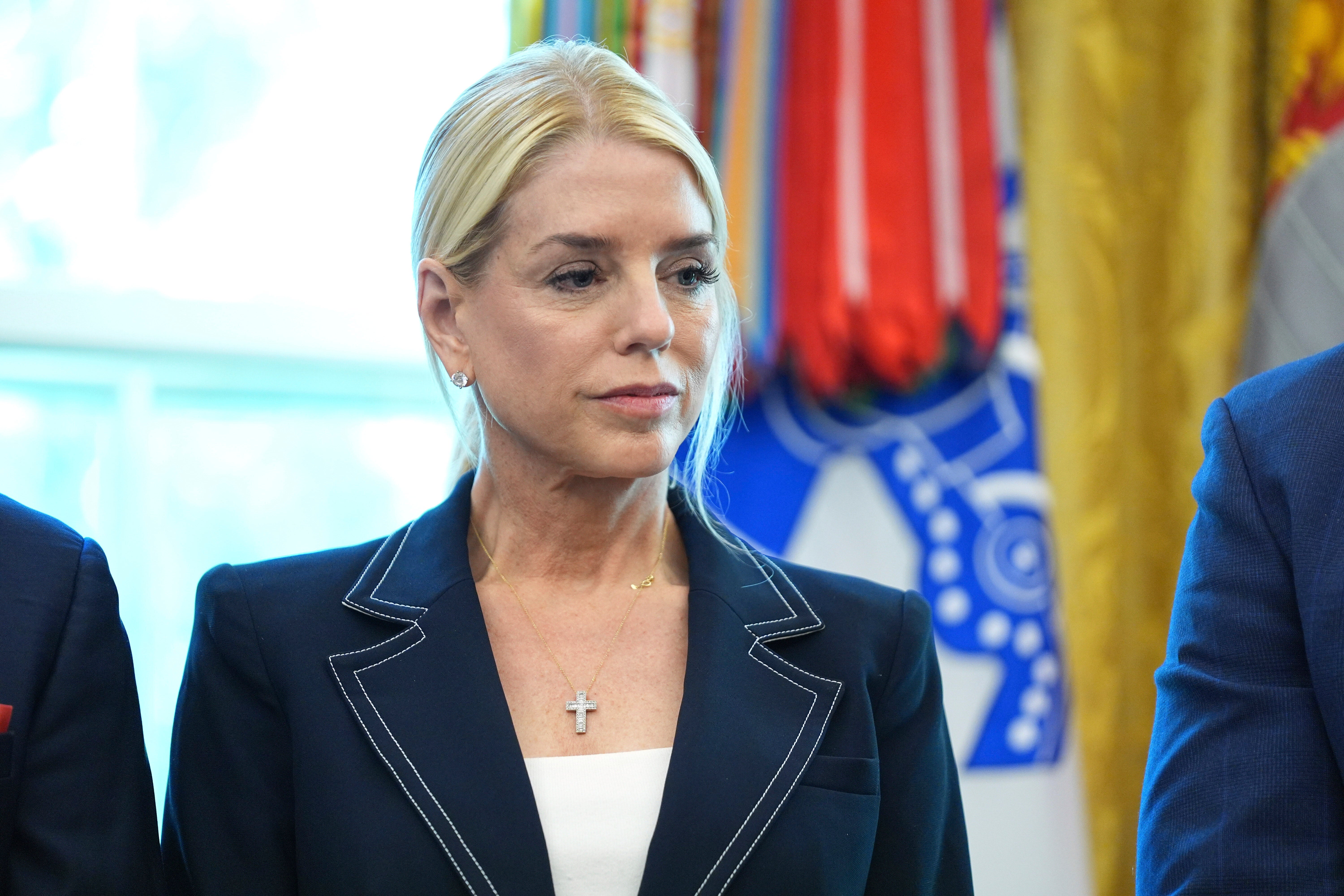 Pam Bondi joined members of Trump’s Cabinet in a praise-filled televised meeting on Tuesday