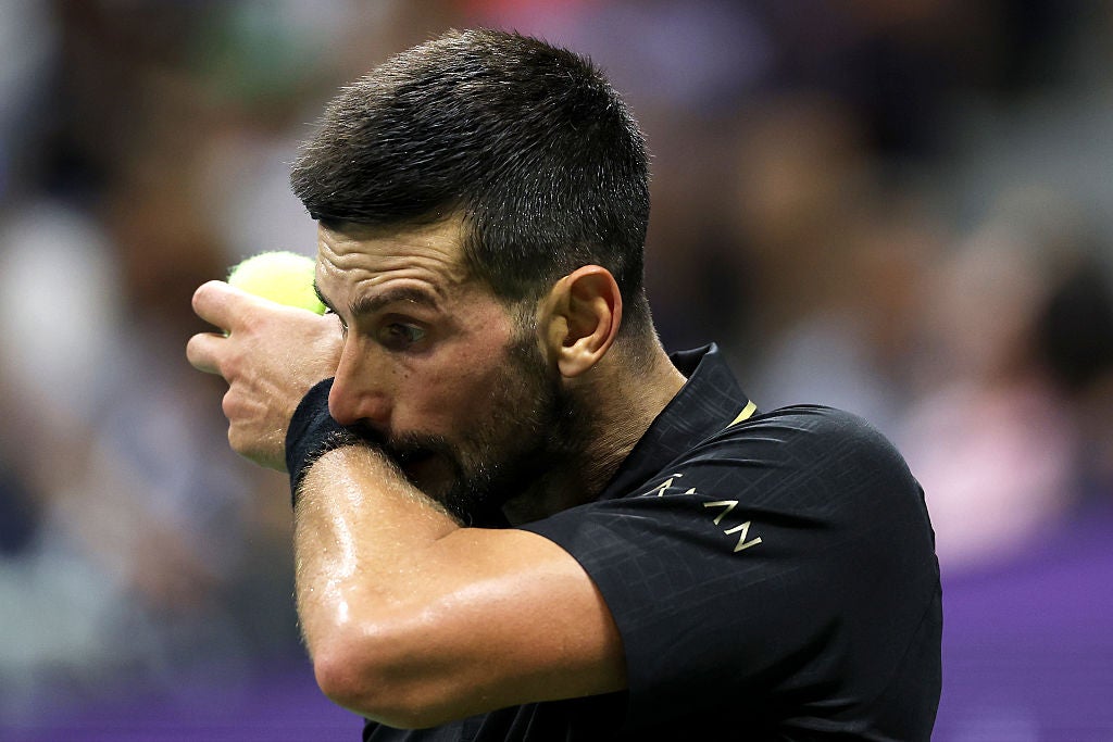 Djokovic during his first-round win over Learner Tien