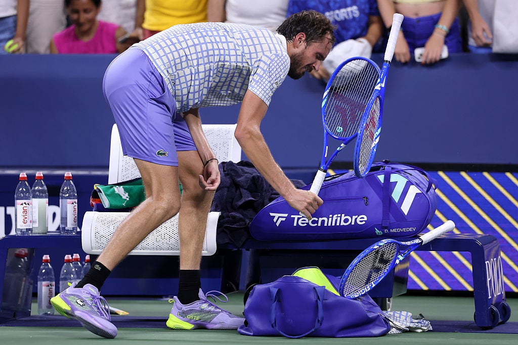 Daniil Medvedev smashed his racket during his US Open defeat