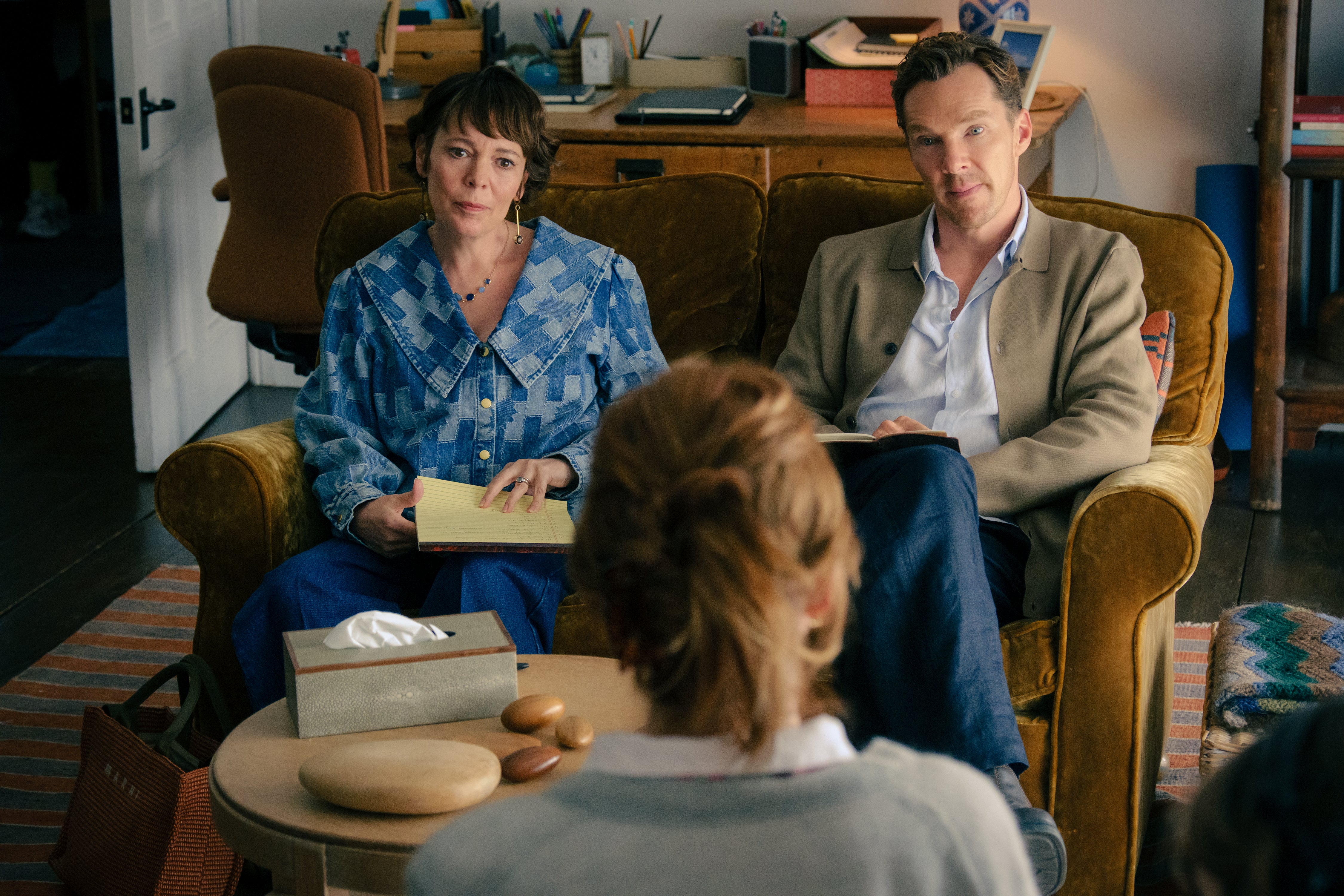 Olivia Colman (left) and Benedict Cumberbatch in ‘The Roses’