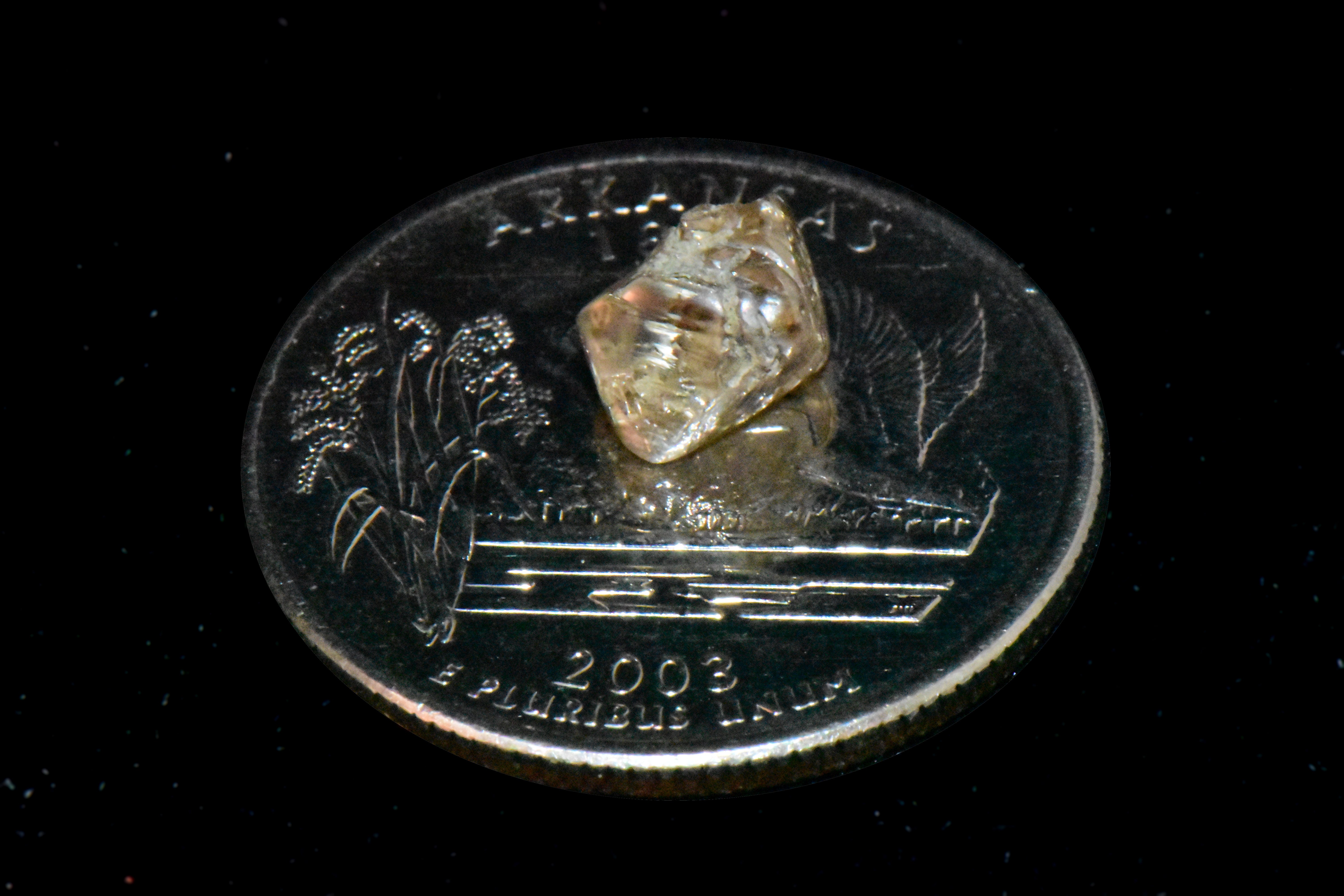 Her 2.30-carat white diamond was found at Arkansas’s Crater of Diamonds State Park